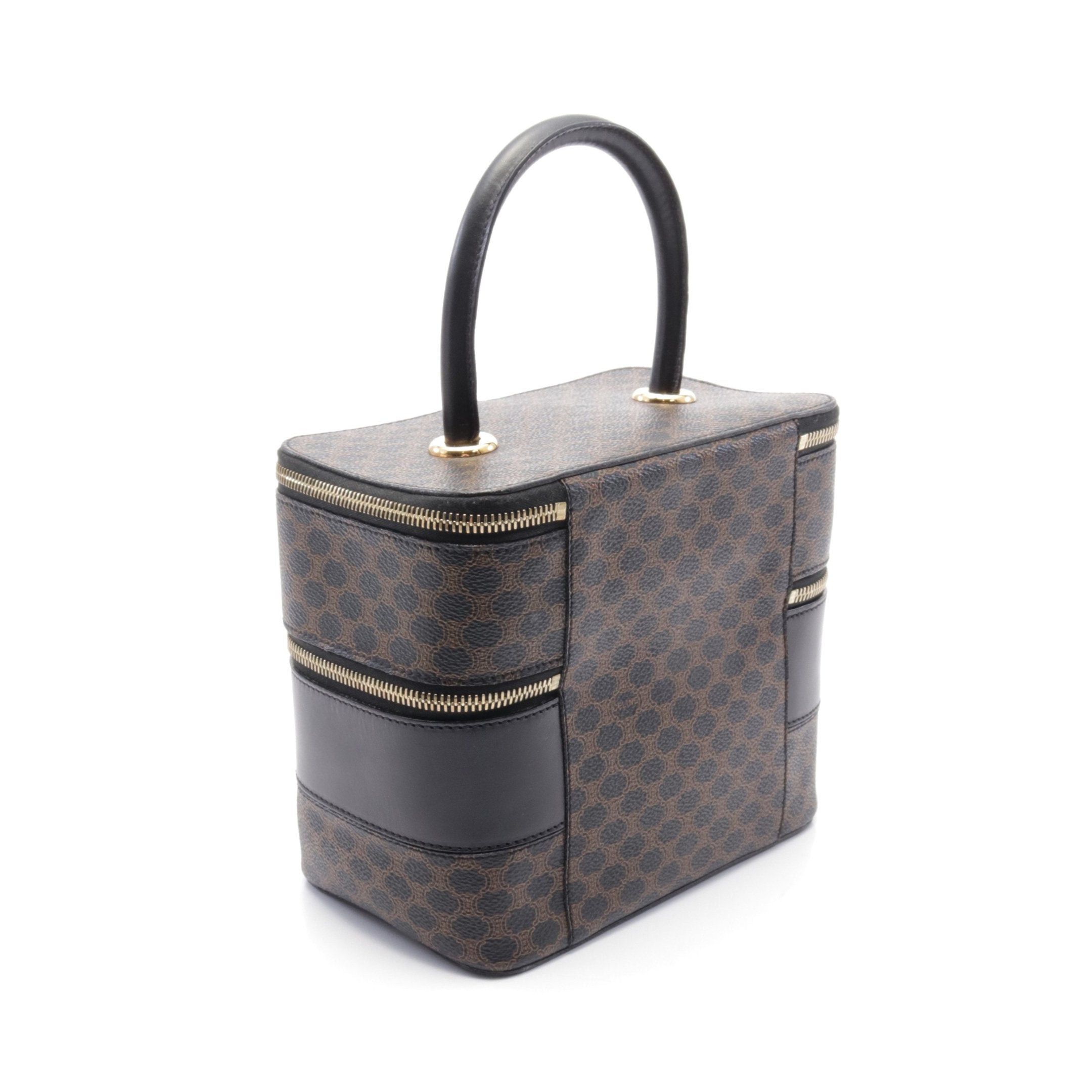 Celine Celine Macadam Handbag Vanity Bag Leather Black Brown Size ONE SIZE - 2 Thumbnail