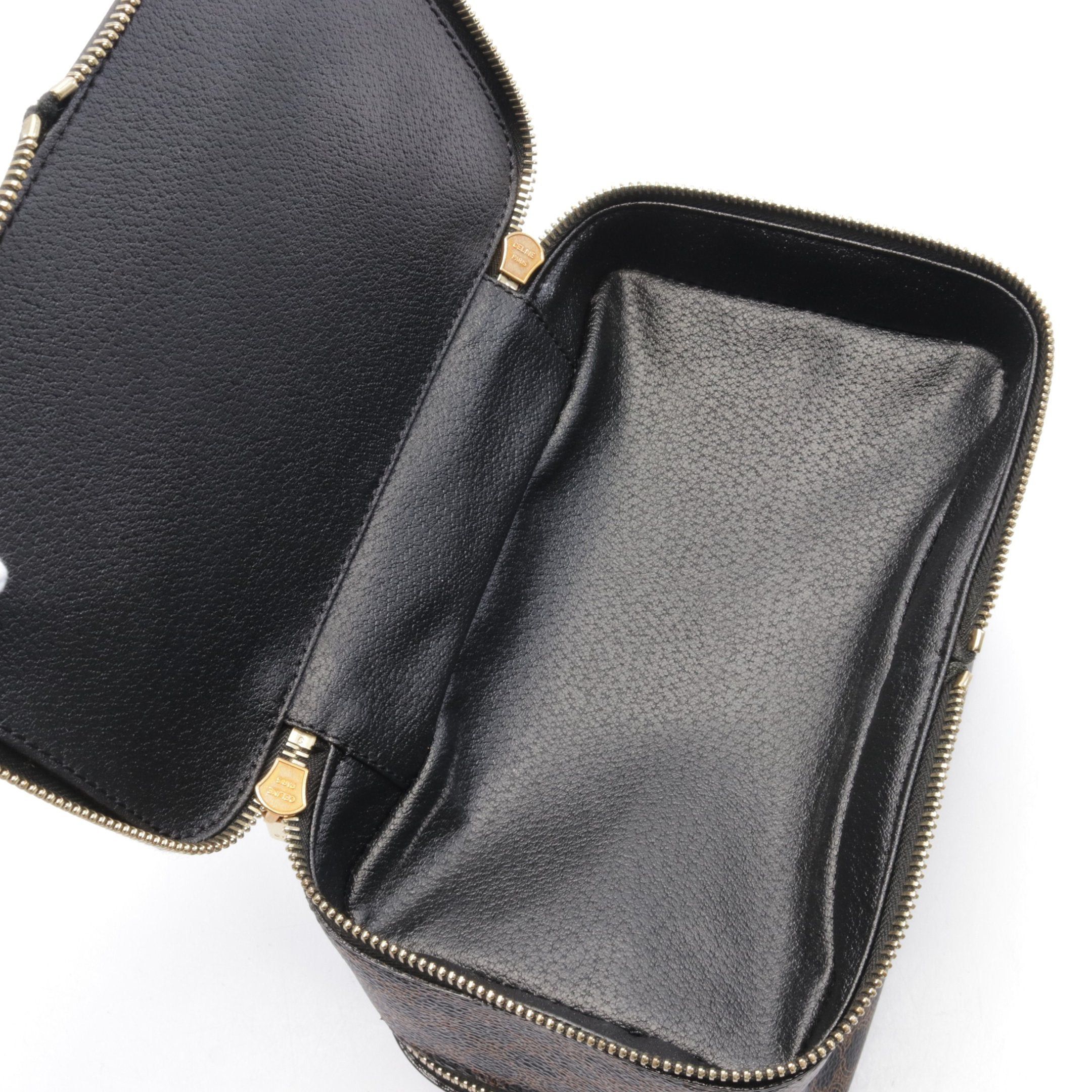 Celine Celine Macadam Handbag Vanity Bag Leather Black Brown Size ONE SIZE - 4 Thumbnail