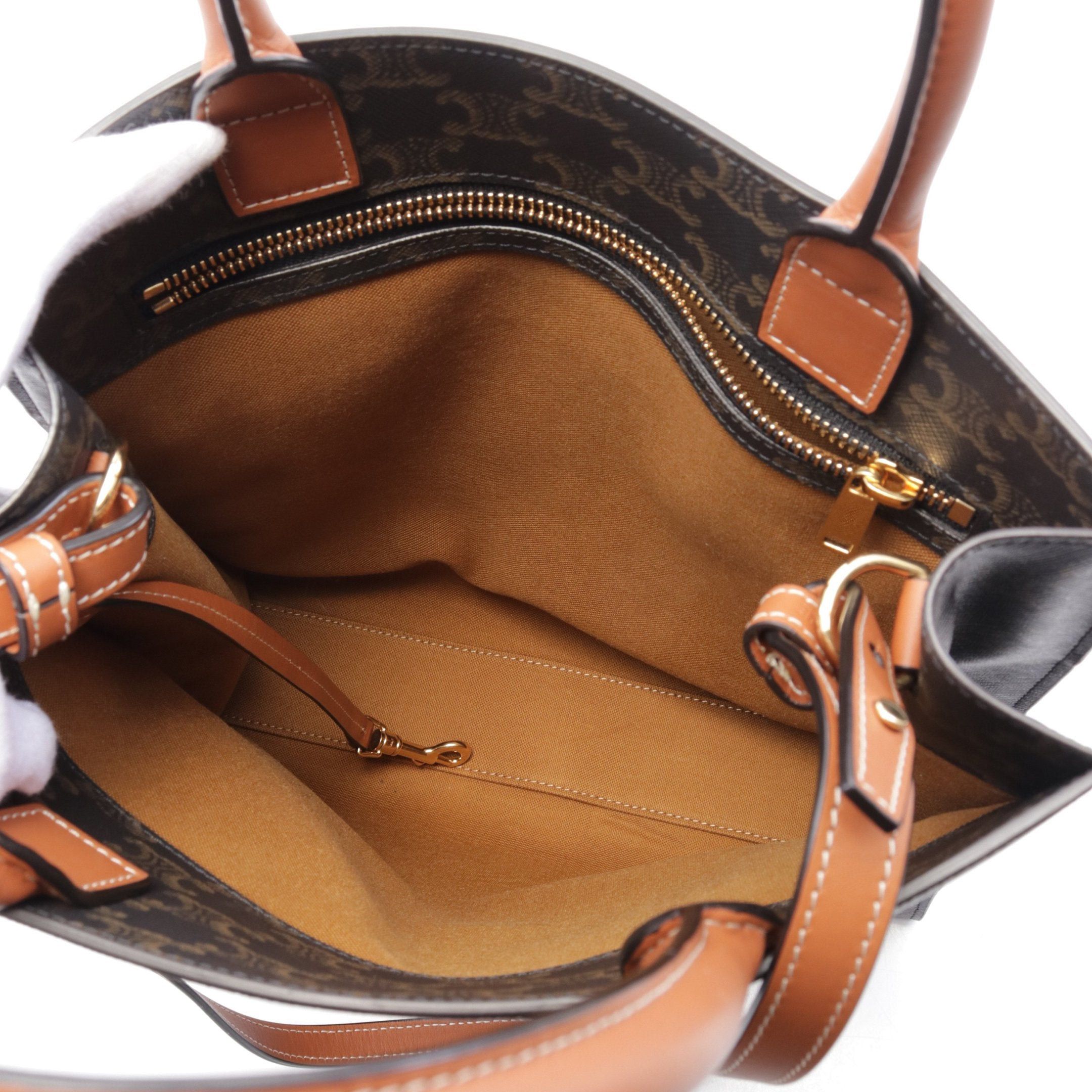 Celine Celine Small Vertical Hippopotamus Triomphe Handbag Tote Bag Leather Black Brown Size ONE SIZE - 3 Thumbnail