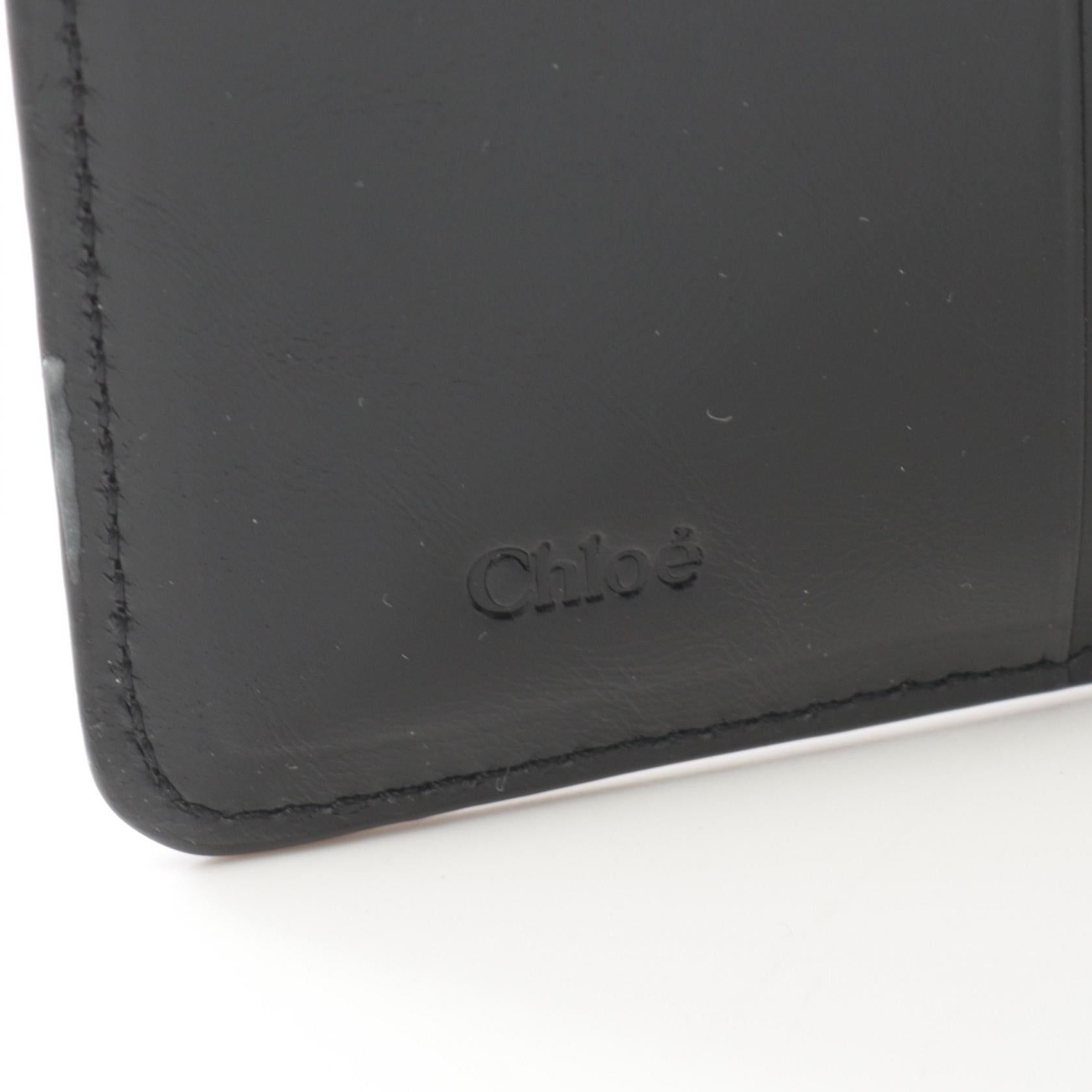 Chloe Chloe C Small Trifold Wallet Shiny Leather Black Size ONE SIZE - 4 Thumbnail
