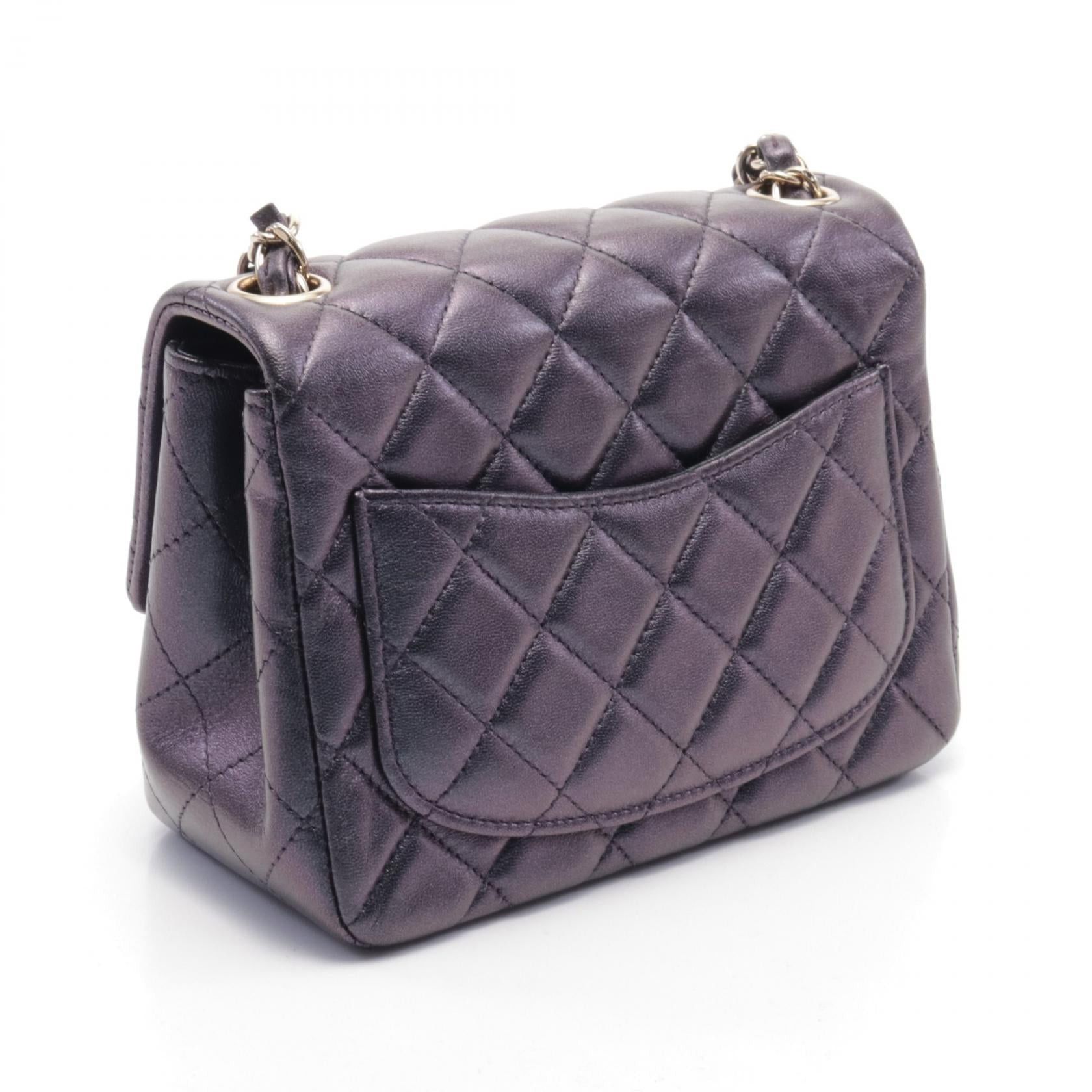 Chanel Chanel Mini Matelasse Chain Shoulder Bag Metallic Lambskin Dark Purple Gold Hardware Size ONE SIZE - 2 Thumbnail