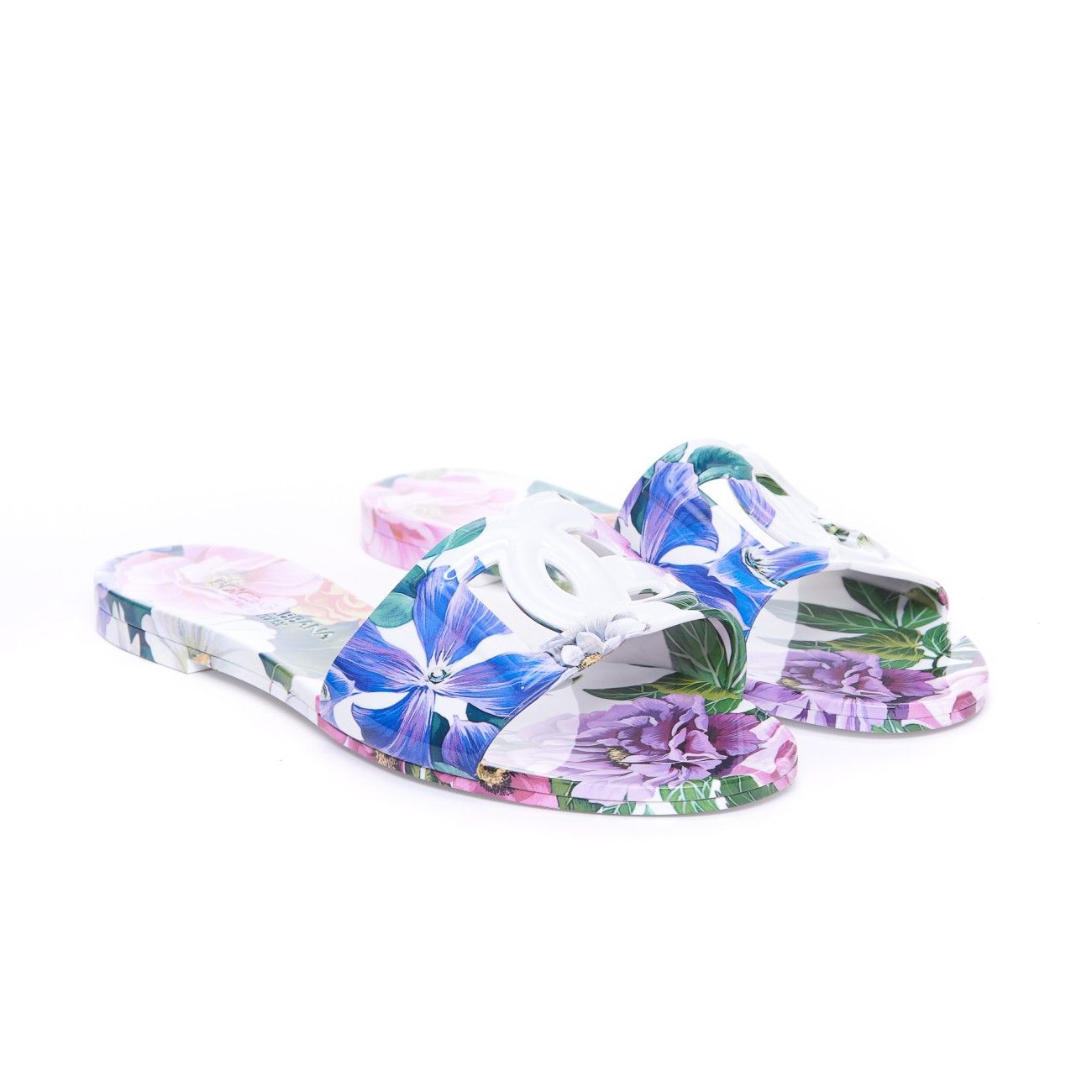 Dolce & Gabbana FLORAL PRINT SLIDE SANDALS WITH DG LOGO Size US 7 / IT 37 - 2 Thumbnail