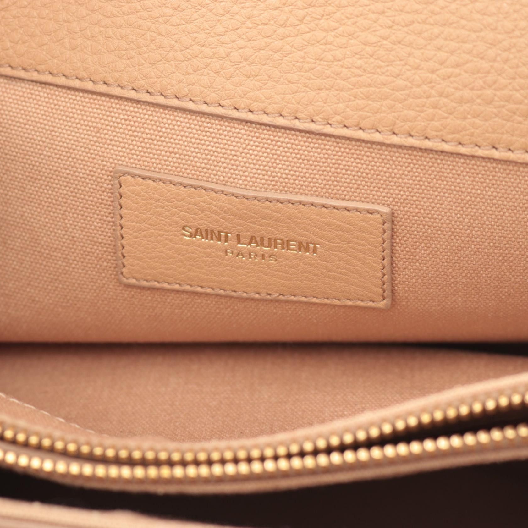 Yves Saint Laurent Yves Saint Laurent Muse To Mini Handbag Leather Beige Size ONE SIZE - 4 Thumbnail