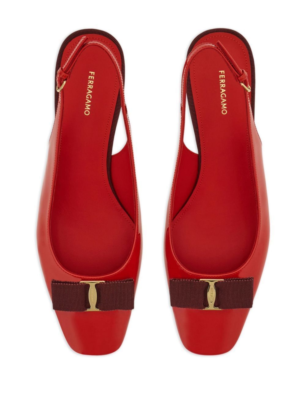 Salvatore Ferragamo RIVADA PATENT LEATHER SLINGBACK WITH VARA BOW Size US 8.5 / IT 38.5 - 4 Thumbnail