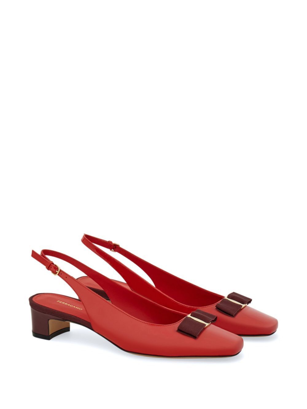 Salvatore Ferragamo RIVADA PATENT LEATHER SLINGBACK WITH VARA BOW Size US 8.5 / IT 38.5 - 2 Thumbnail