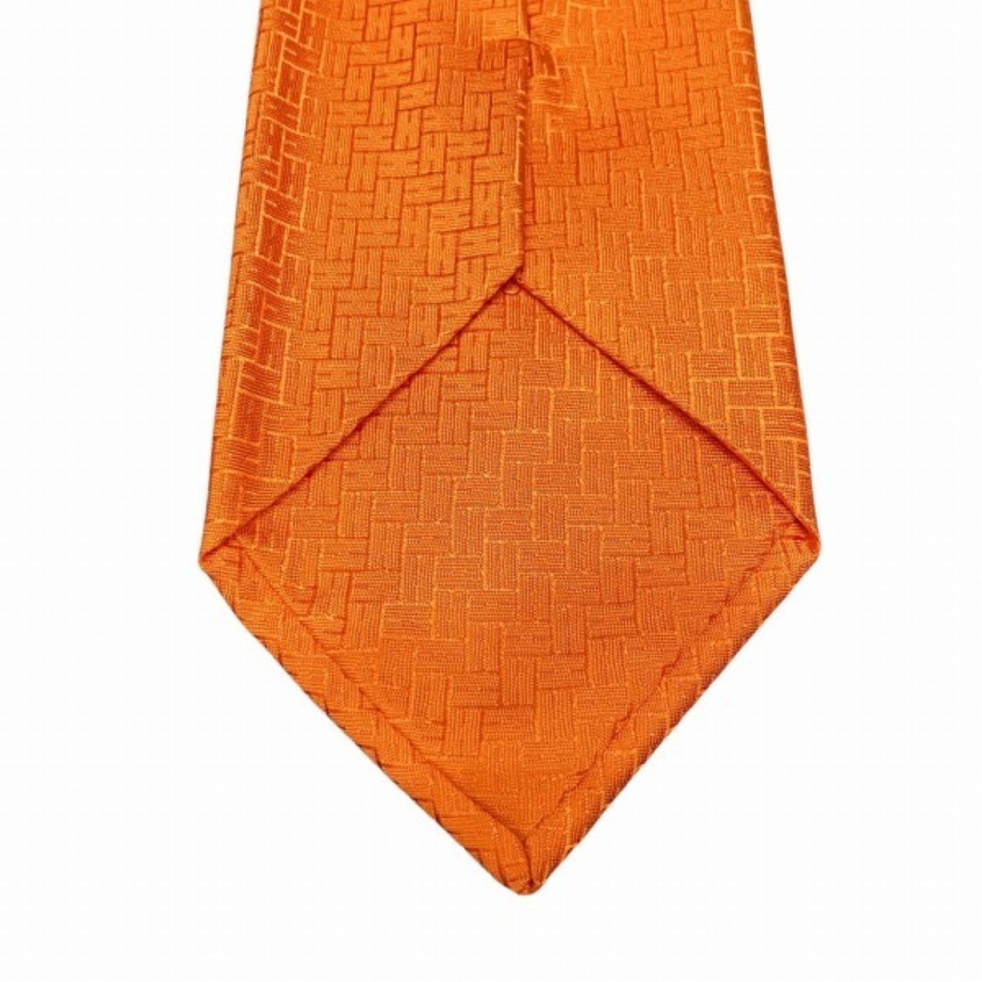 Hermes Hermes H Jacquard Orange Silk Accessories Necktie Men's Size ONE SIZE - 3 Thumbnail
