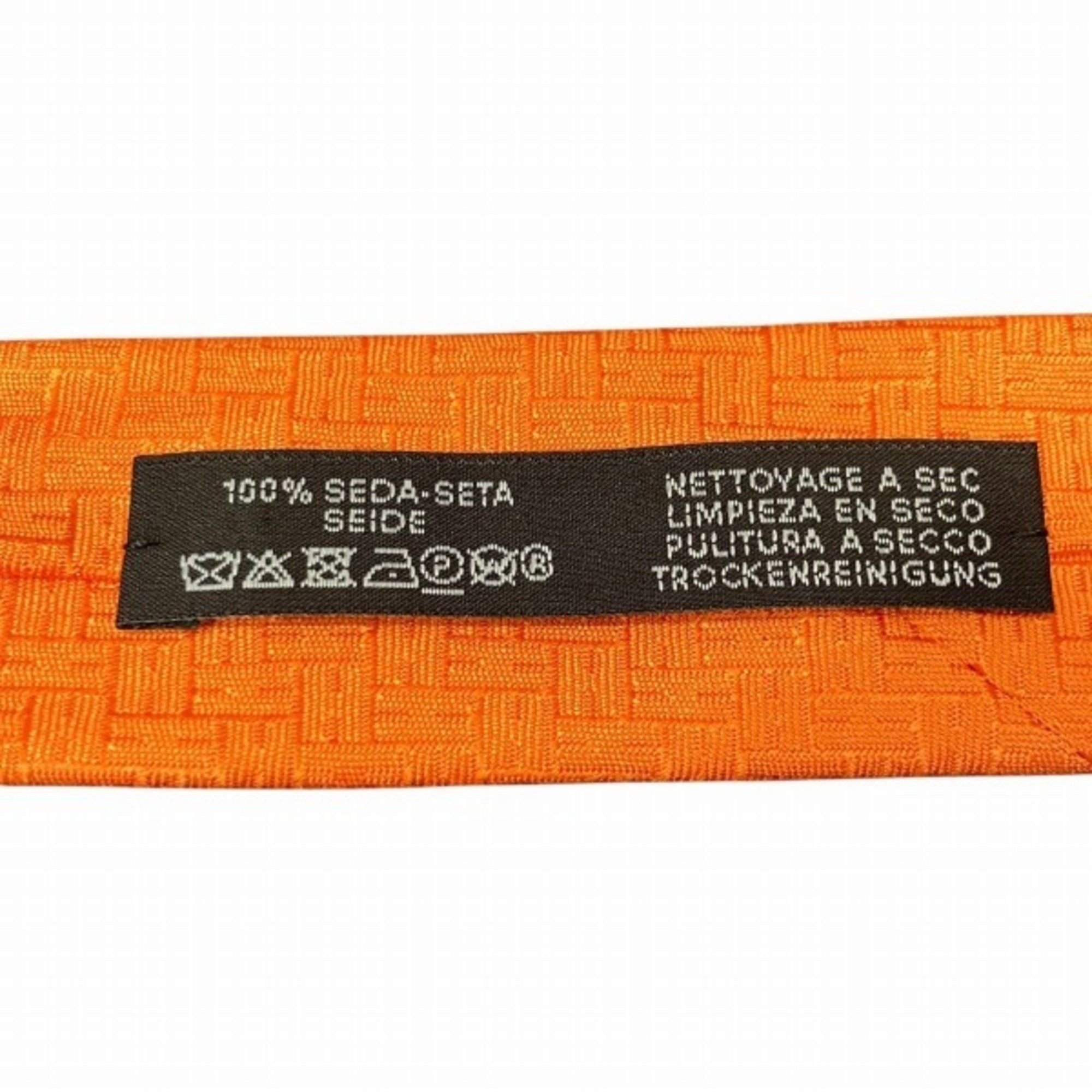 Hermes Hermes H Jacquard Orange Silk Accessories Necktie Men's Size ONE SIZE - 9 Thumbnail