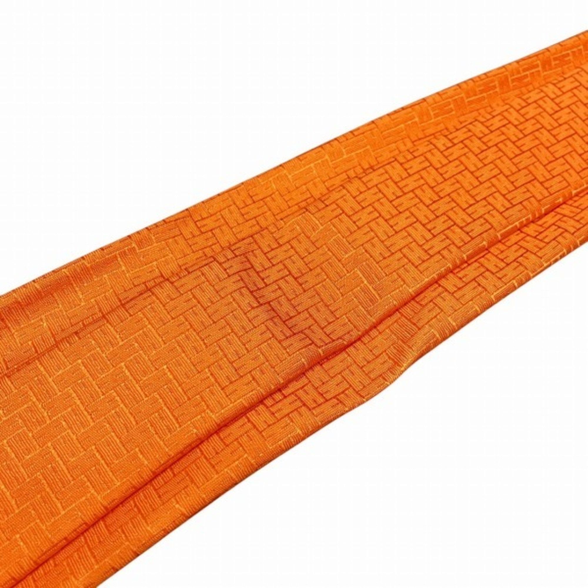 Hermes Hermes H Jacquard Orange Silk Accessories Necktie Men's Size ONE SIZE - 6 Thumbnail
