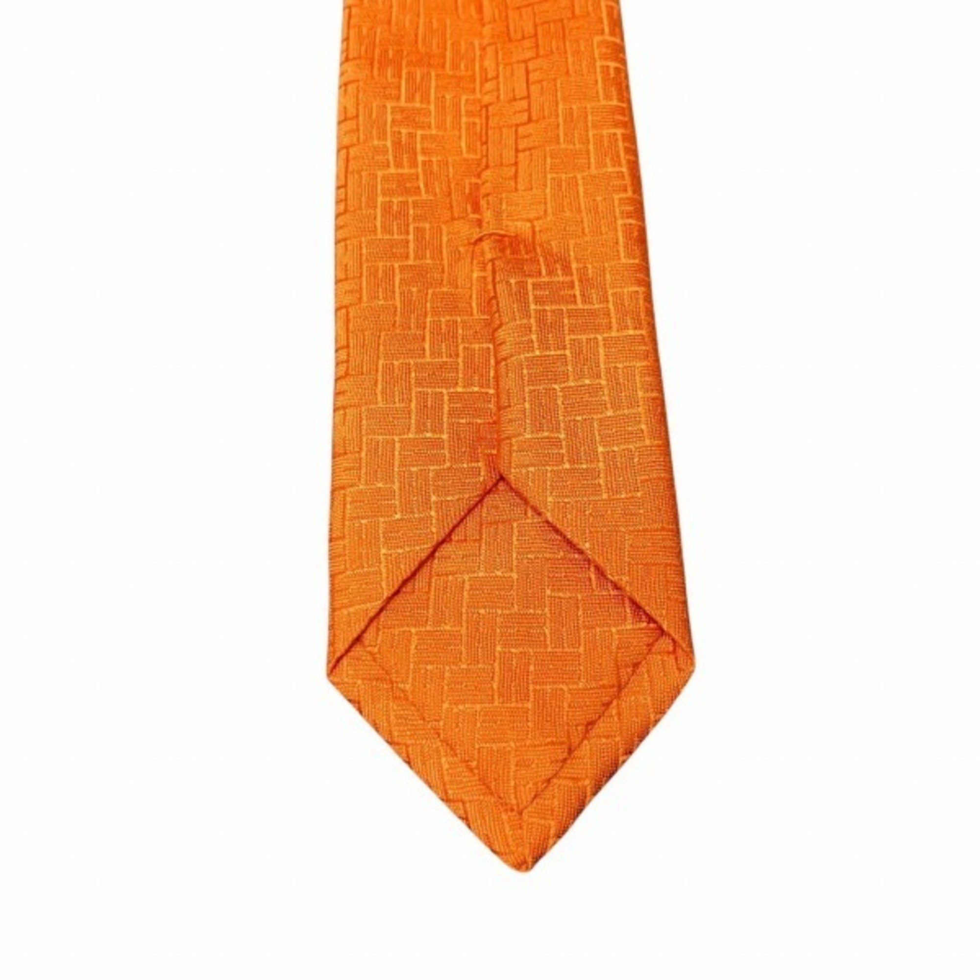 Hermes Hermes H Jacquard Orange Silk Accessories Necktie Men's Size ONE SIZE - 7 Thumbnail