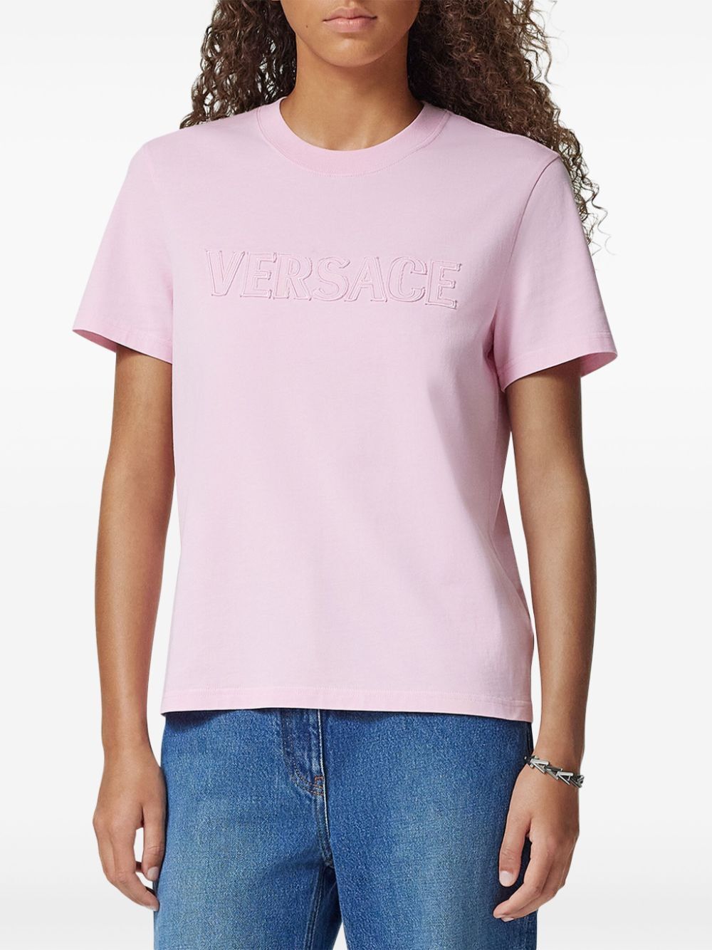 Versace FRINGED LOGO T-SHIRT Size M / US 6-8 / IT 42-44 - 2 Thumbnail