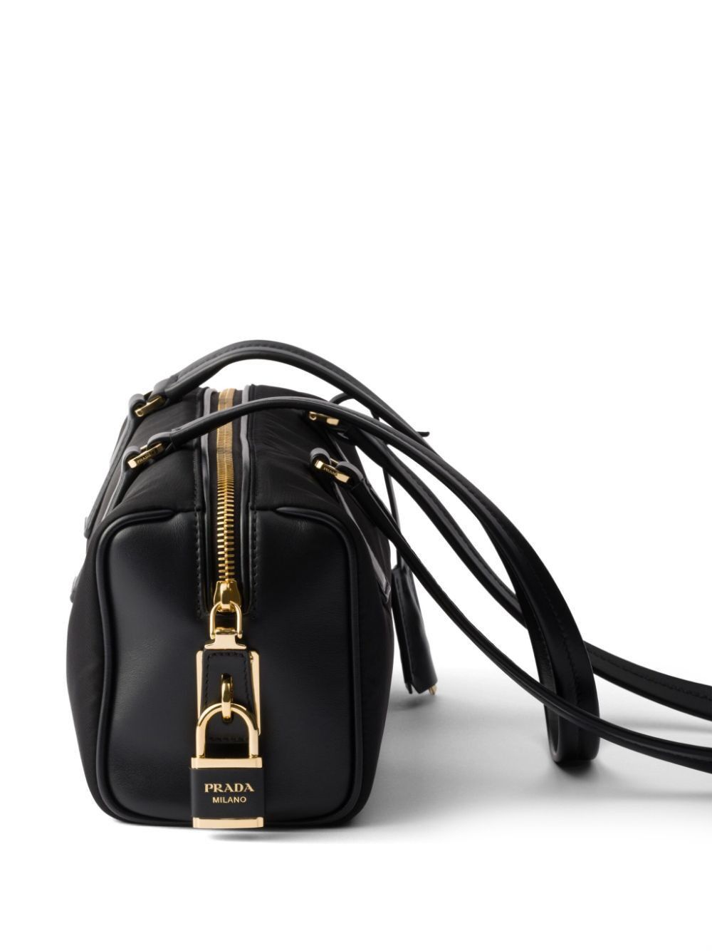 Prada RE-NYLON AND LEATHER MEDIUM TOP-HANDLE BAG WITH PADLOCK Size ONE SIZE - 6 Thumbnail