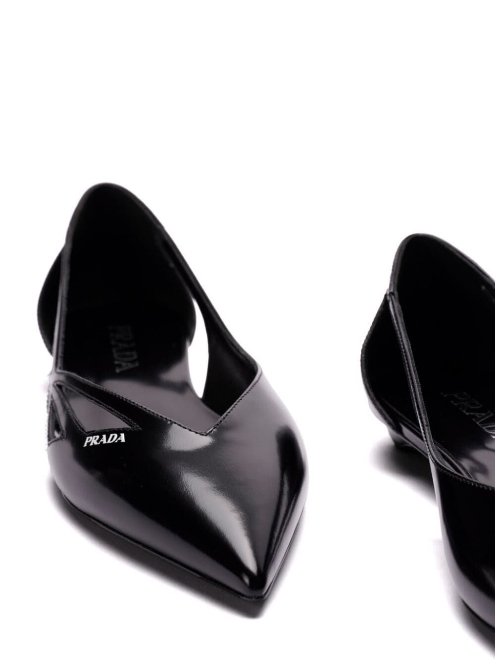 Prada BRUSHED LEATHER CUT-OUT BALLERINAS Size US 7.5 / IT 37.5 - 3 Thumbnail
