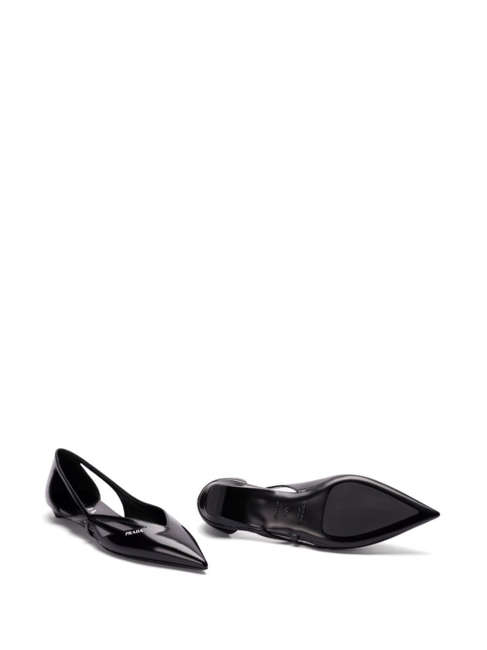 Prada BRUSHED LEATHER CUT-OUT BALLERINAS Size US 7.5 / IT 37.5 - 4 Thumbnail