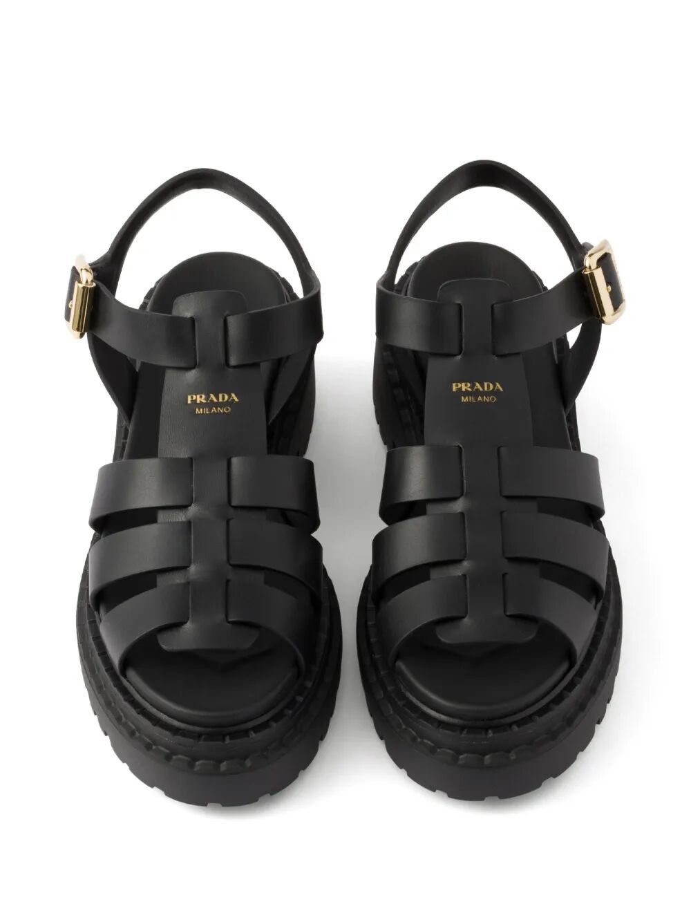 Prada FISHERMAN`S LEATHER FLATFORM SANDALS Size US 10 / IT 40 - 2 Thumbnail