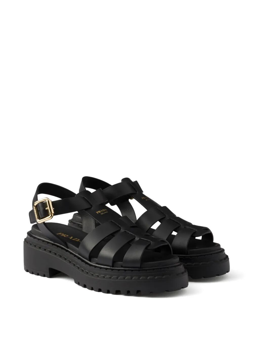 Prada FISHERMAN`S LEATHER FLATFORM SANDALS Size US 10 / IT 40 - 3 Thumbnail