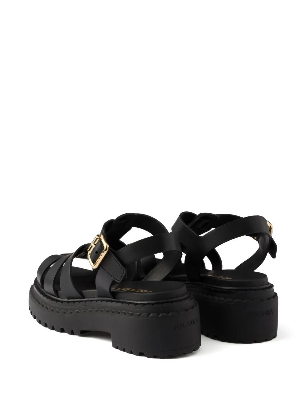 Prada FISHERMAN`S LEATHER FLATFORM SANDALS Size US 11 / IT 41 - 4 Thumbnail