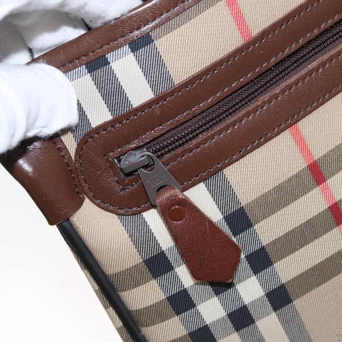 Burberry Nova Check Beige Canvas Shoulder Bag (Pre-Owned) Size ONE SIZE - 12 Thumbnail