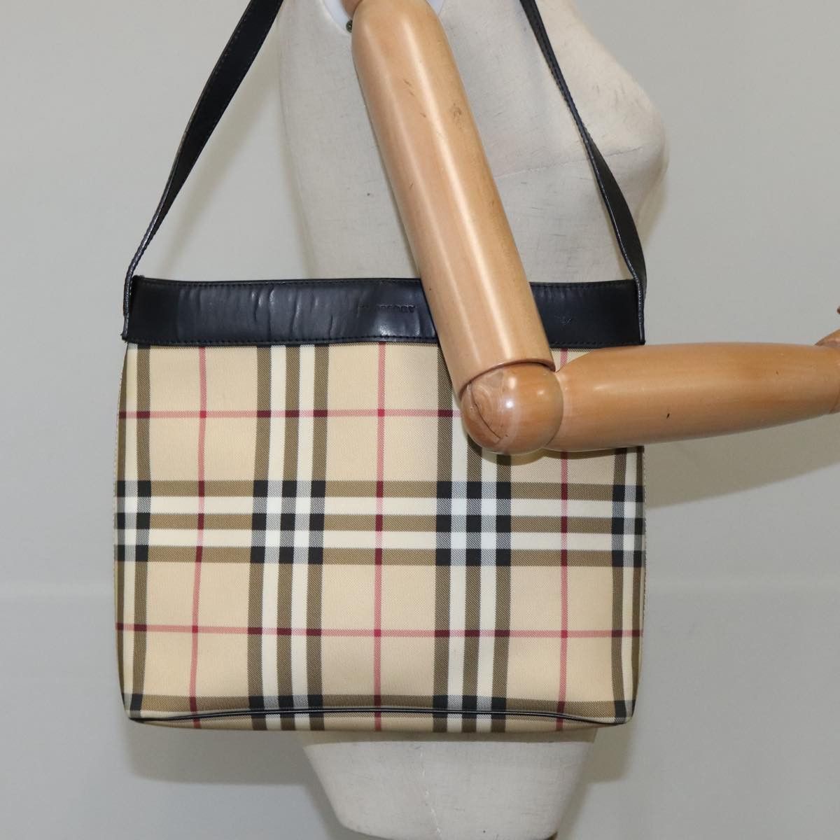 Burberry Nova Check Beige Canvas Shoulder Bag (Pre-Owned) Size ONE SIZE - 13 Thumbnail