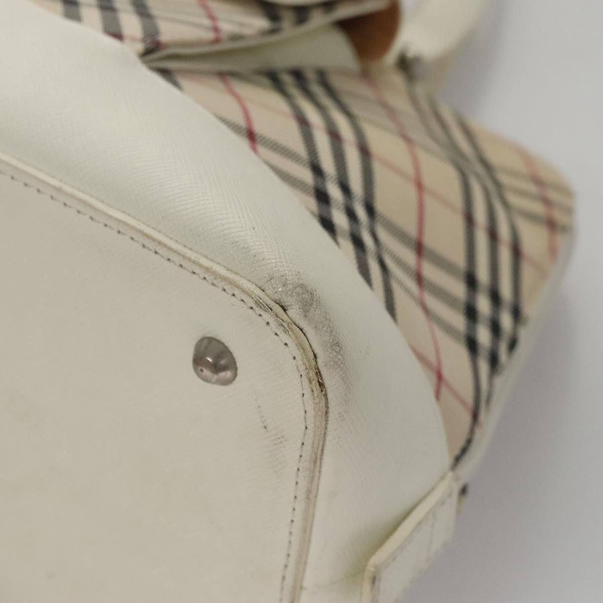 Nova Check Beige Canvas Handbag (Pre-Owned)