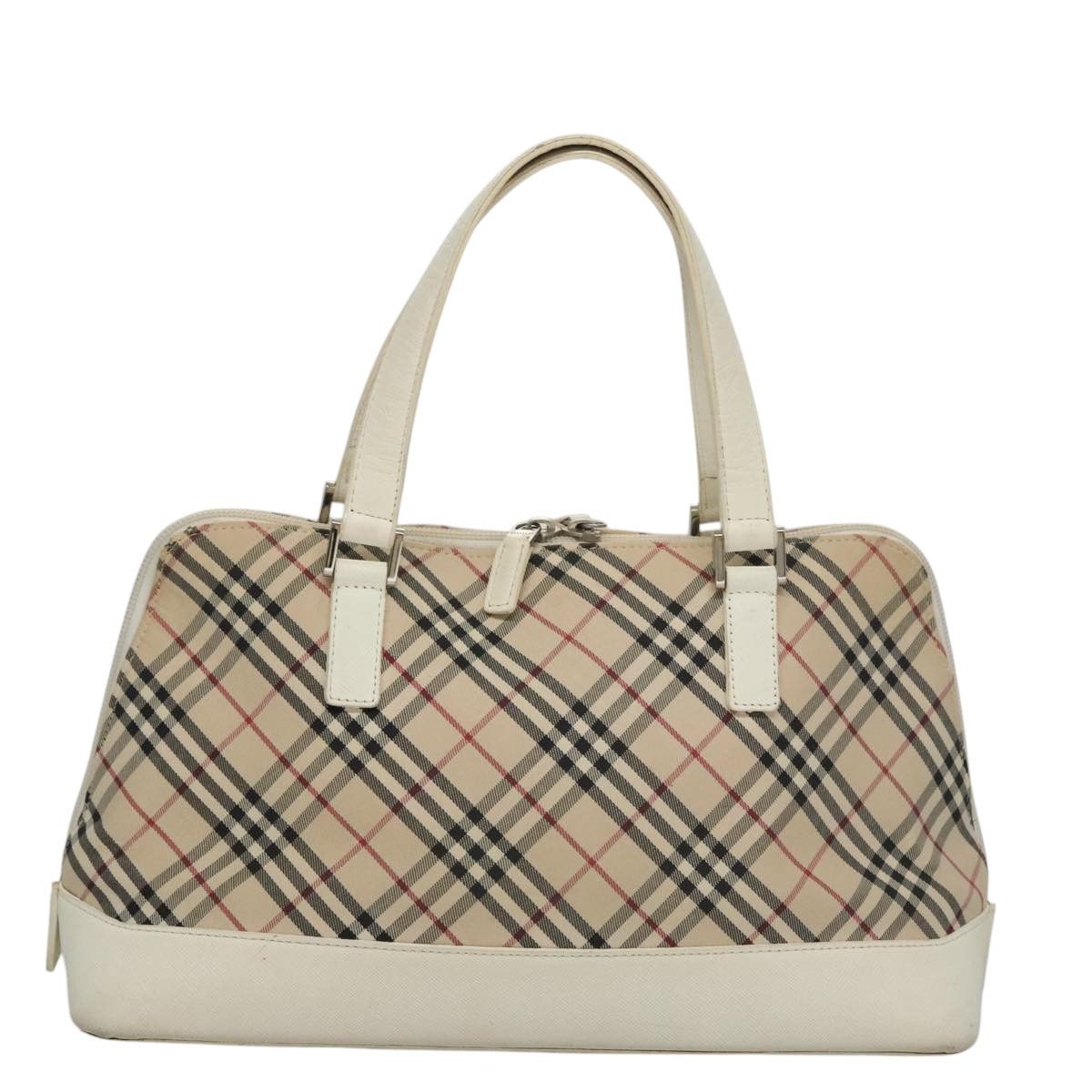Nova Check Beige Canvas Handbag (Pre-Owned)