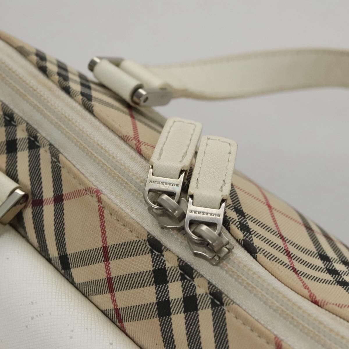 Nova Check Beige Canvas Handbag (Pre-Owned)