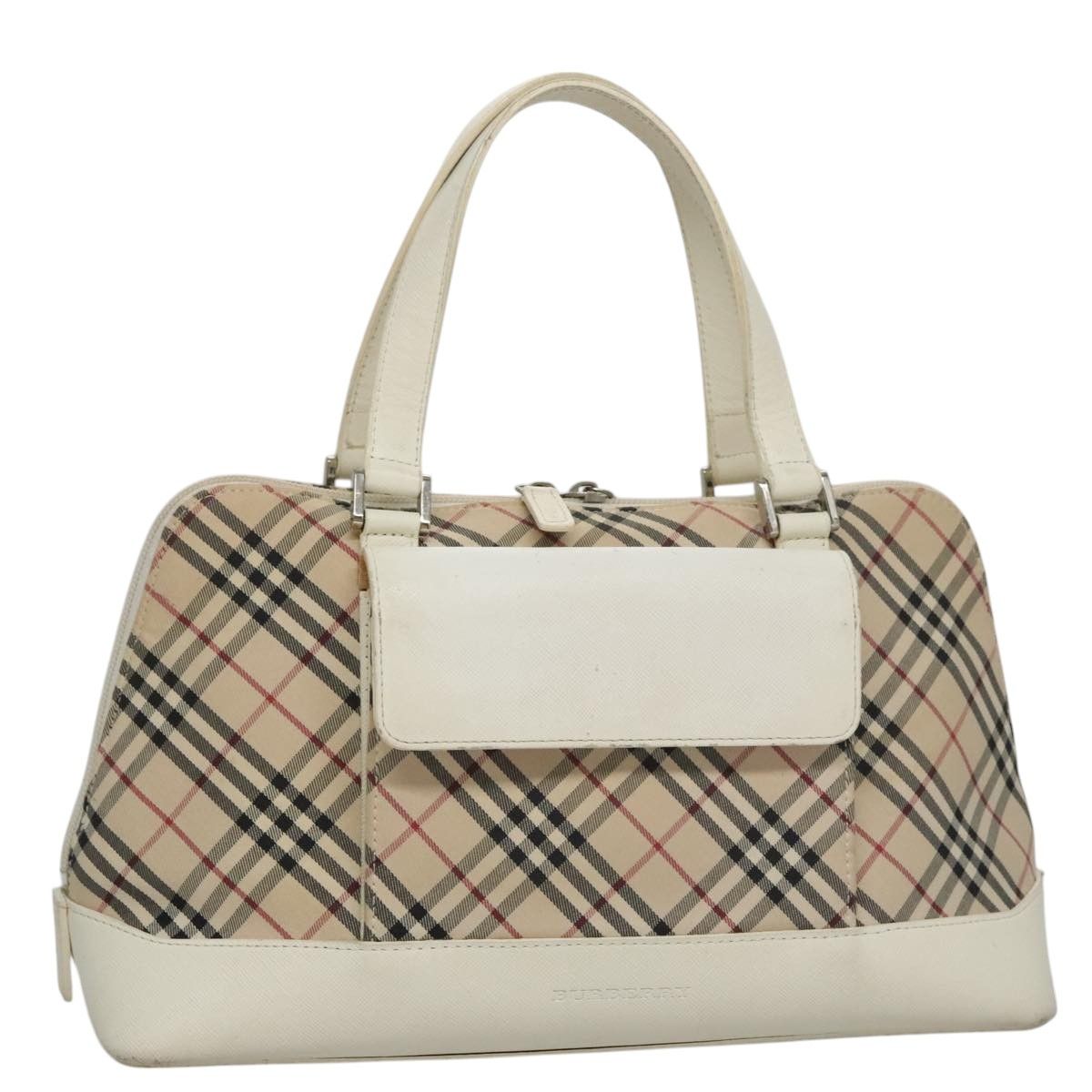 Nova Check Beige Canvas Handbag (Pre-Owned)