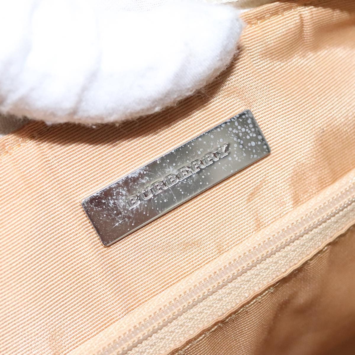 Nova Check Beige Canvas Handbag (Pre-Owned)