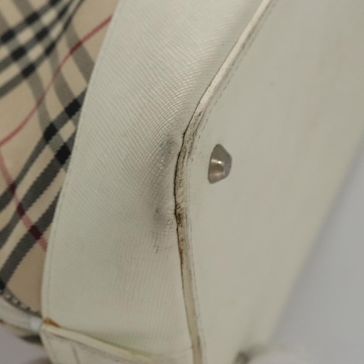 Nova Check Beige Canvas Handbag (Pre-Owned)