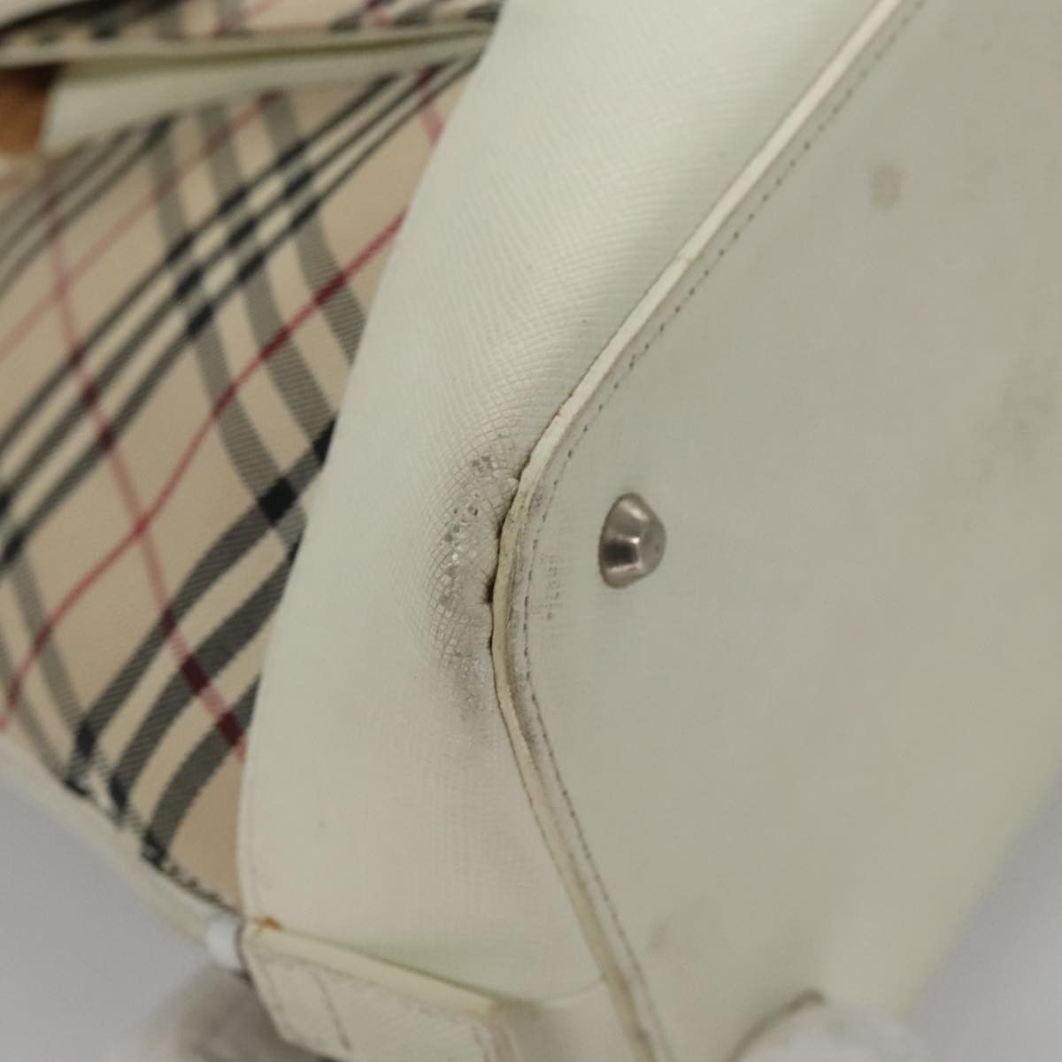 Nova Check Beige Canvas Handbag (Pre-Owned)