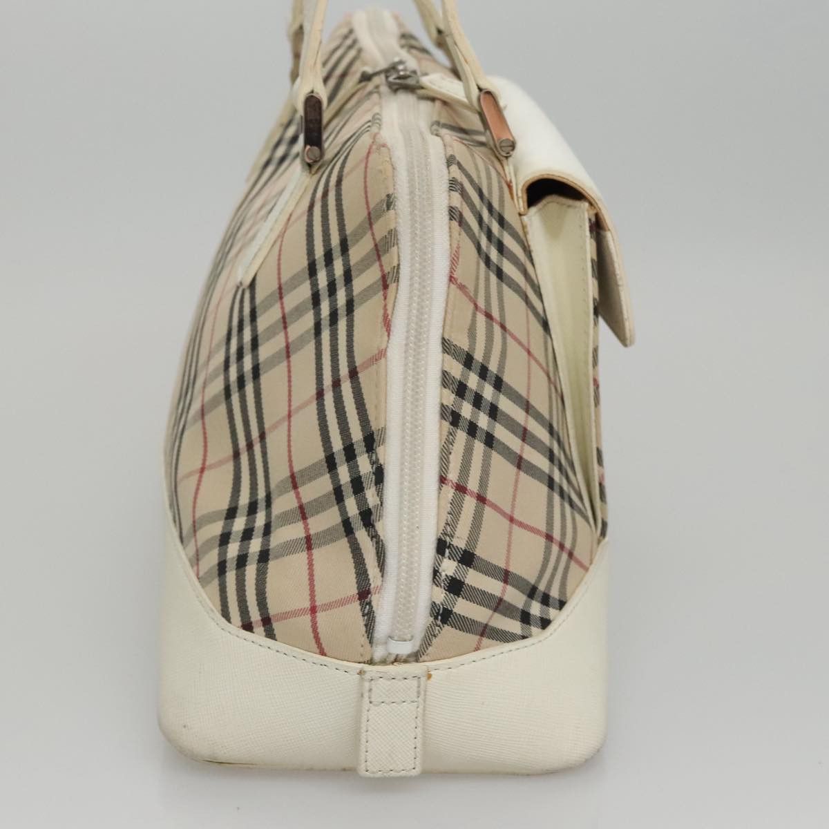 Nova Check Beige Canvas Handbag (Pre-Owned)