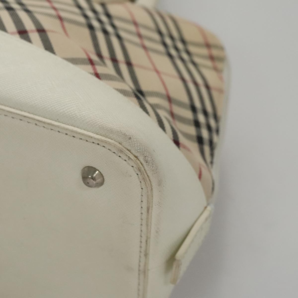 Nova Check Beige Canvas Handbag (Pre-Owned)