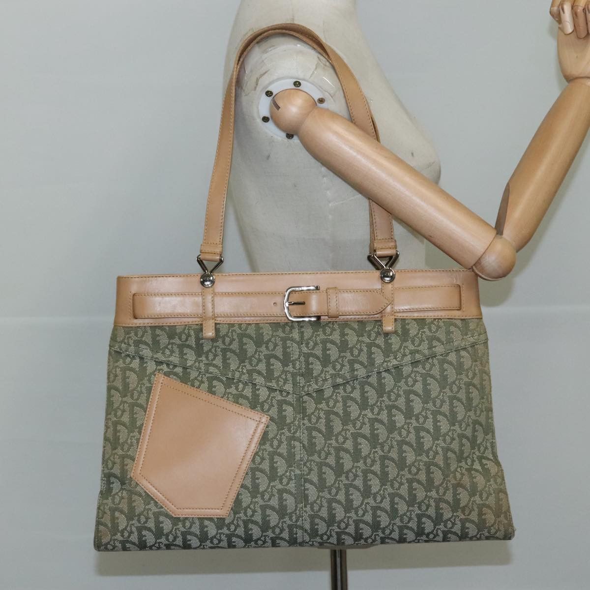 Dior Trotter Khaki Canvas Tote Bag (Pre-Owned) Size ONE SIZE - 15 Thumbnail