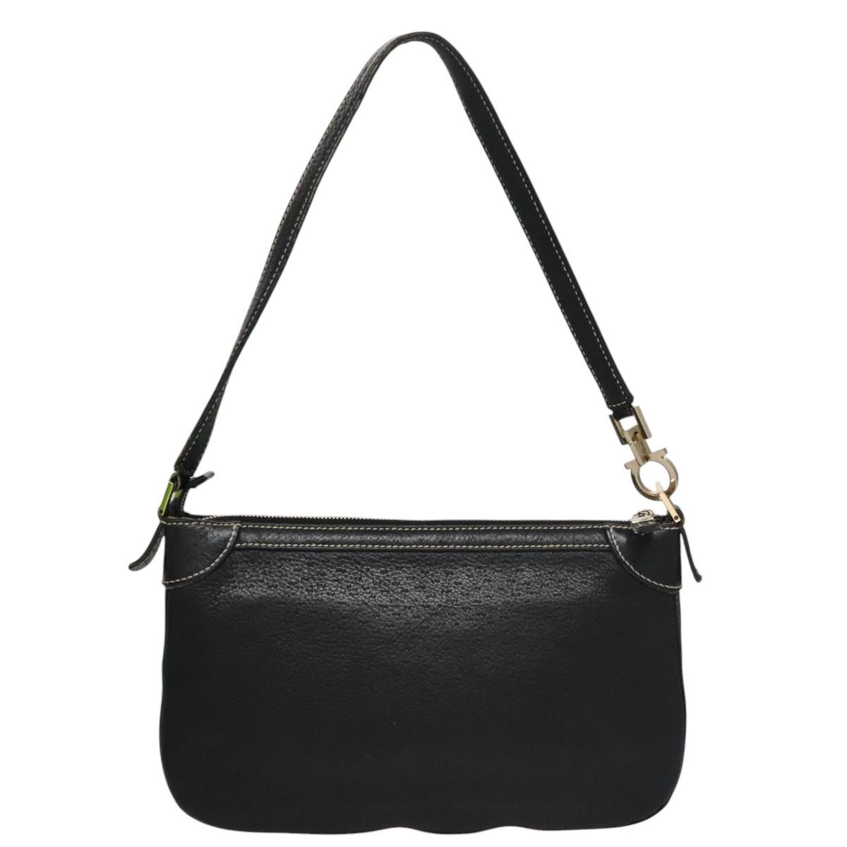 Salvatore Ferragamo Gancini Black Leather Shoulder Bag (Pre-Owned) Size ONE SIZE - 2 Thumbnail