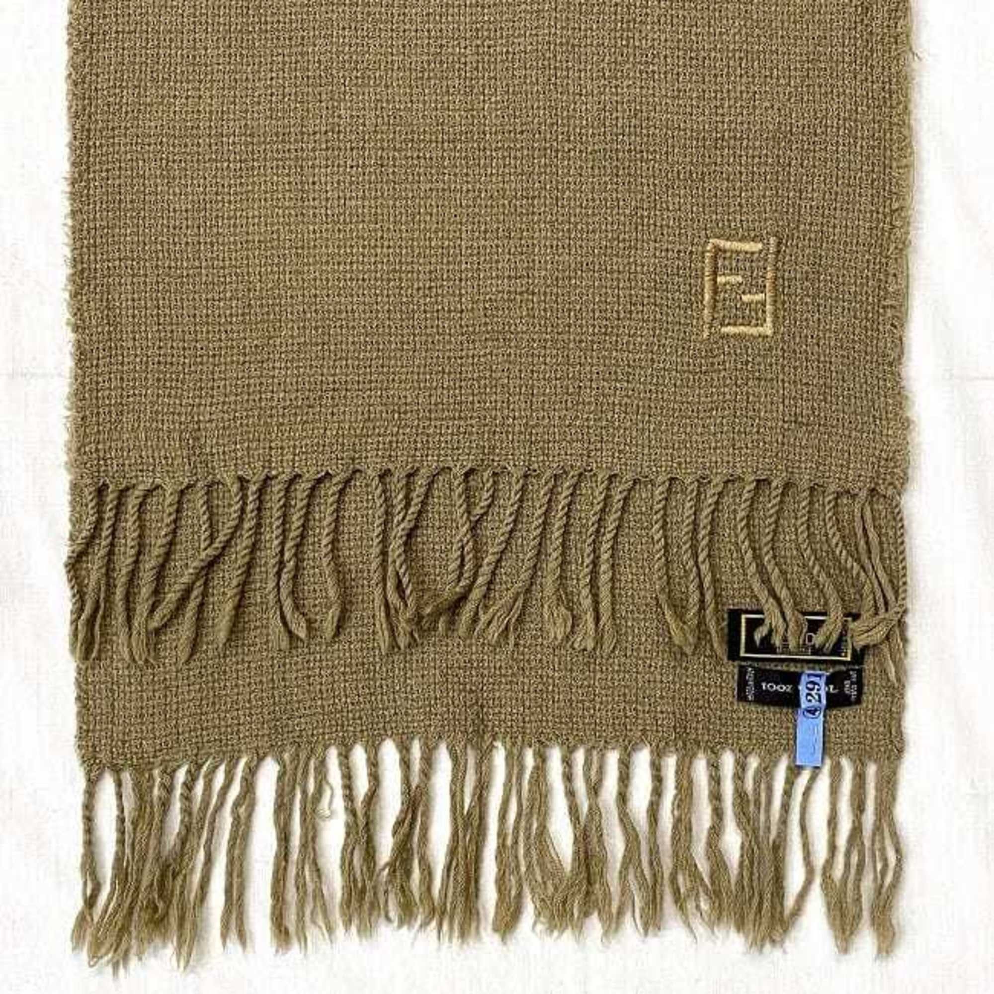 Fendi Fendi scarf ec-21940 beige wool 100% FENDI stole shawl for women chic embroidery Size ONE SIZE - 5 Thumbnail