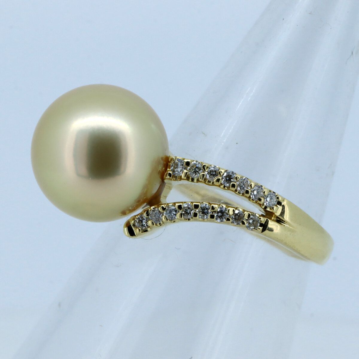 Other LuxUness Au750 Pearl Diamond Ring Leather Ring Size ONE SIZE - 3 Thumbnail