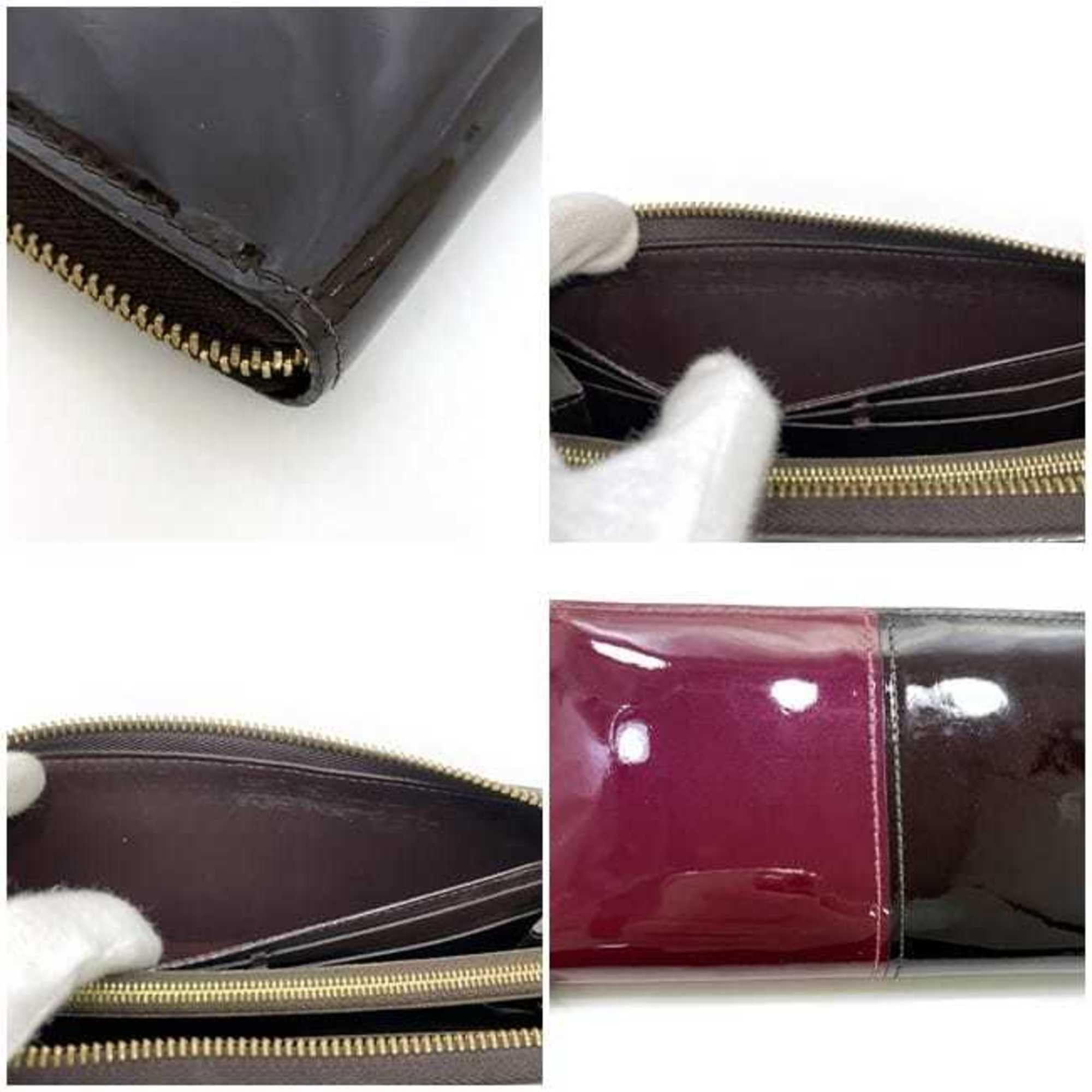 Louis Vuitton Louis Vuitton Wallet Portefeuille Miroir f-22001 Bordeaux Brown Magenta Amaranth Vernis Monogram M64403 Round Long Patent Leather Canvas LOUIS VUITTON Bicolor Size ONE SIZE - 10 Thumbnail