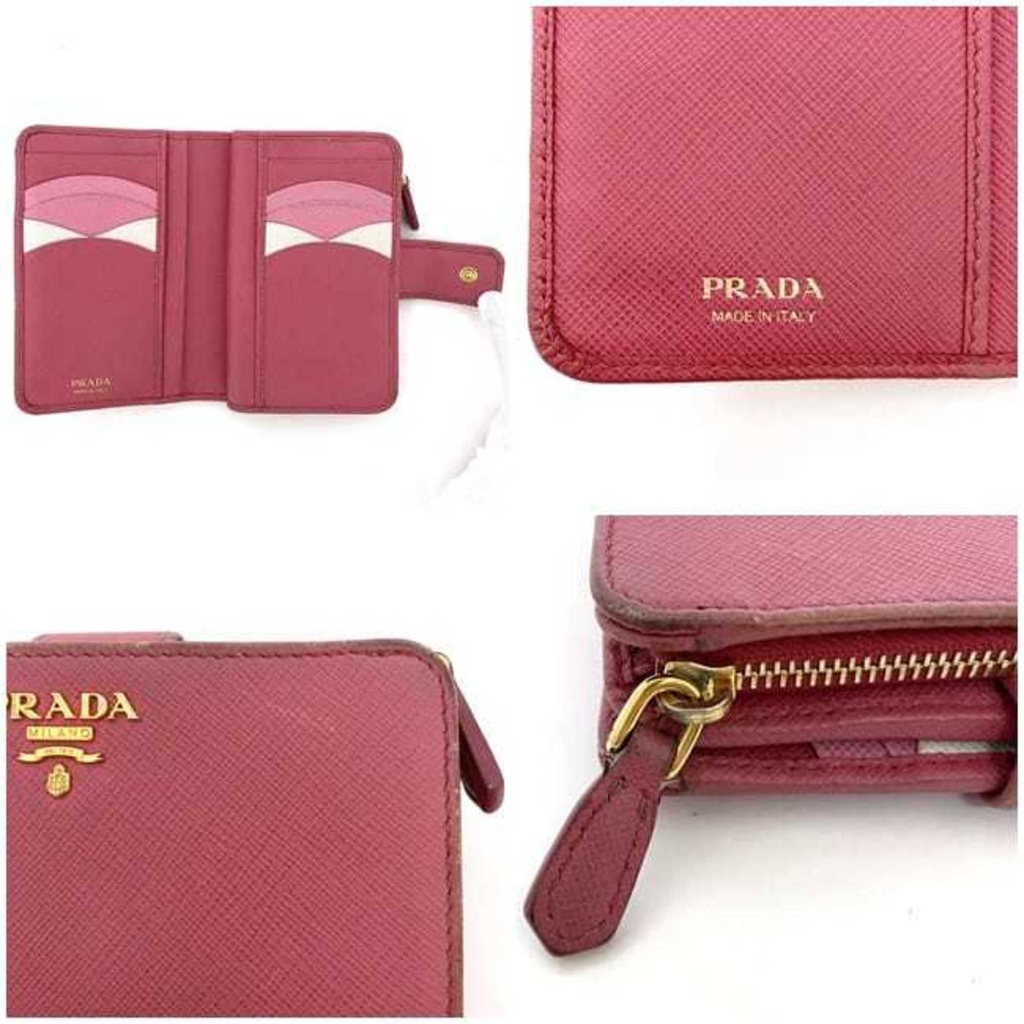 Prada Prada Bi-fold Wallet ec-22190 Pink 1ML225 Saffiano Leather 230 A PRADA Compact Women's Size ONE SIZE - 10 Thumbnail
