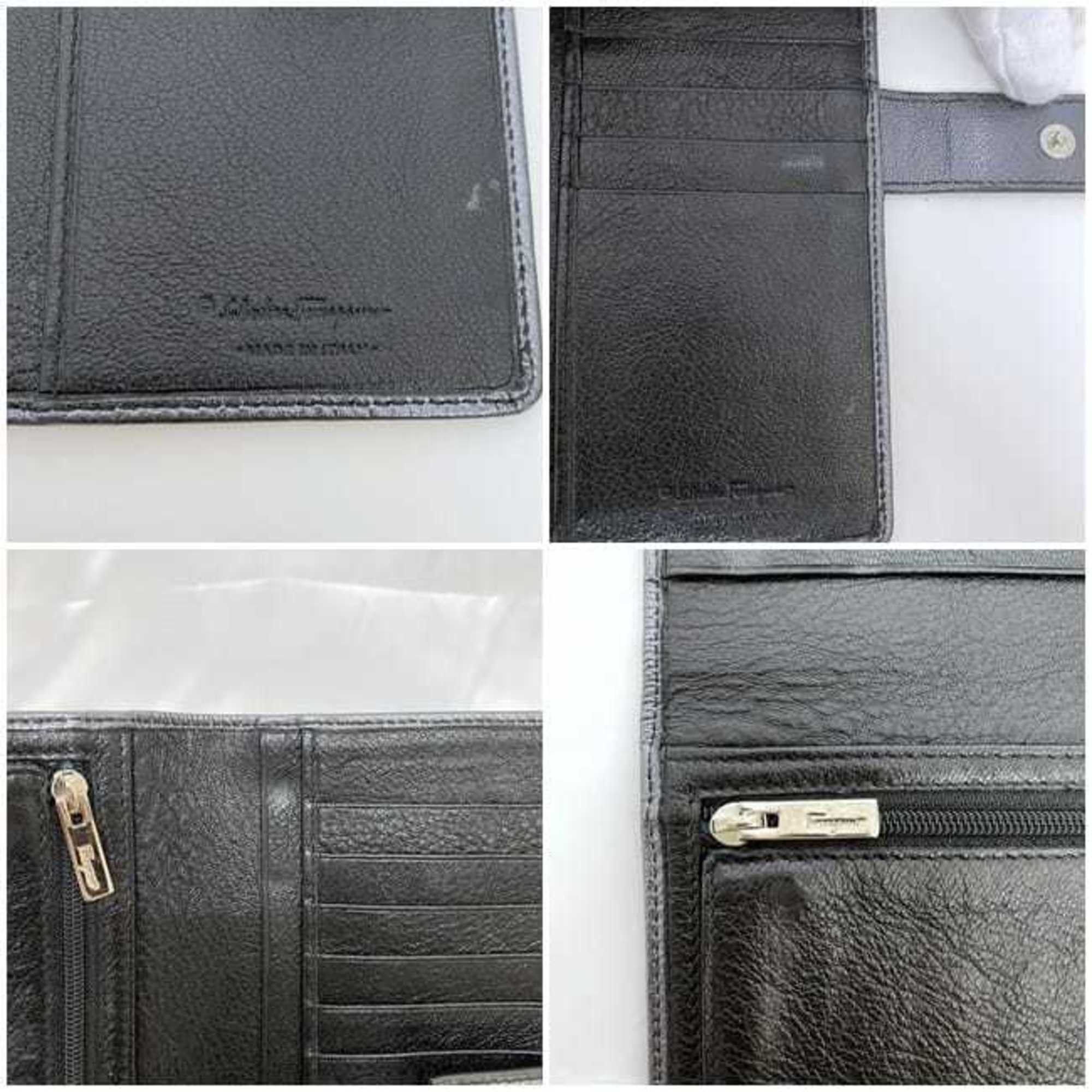 Salvatore Ferragamo Salvatore Ferragamo Bi-fold Long Wallet ec-22236 Silver Gancini JL-22 8817 Leather Studs Metallic Size ONE SIZE - 10 Thumbnail