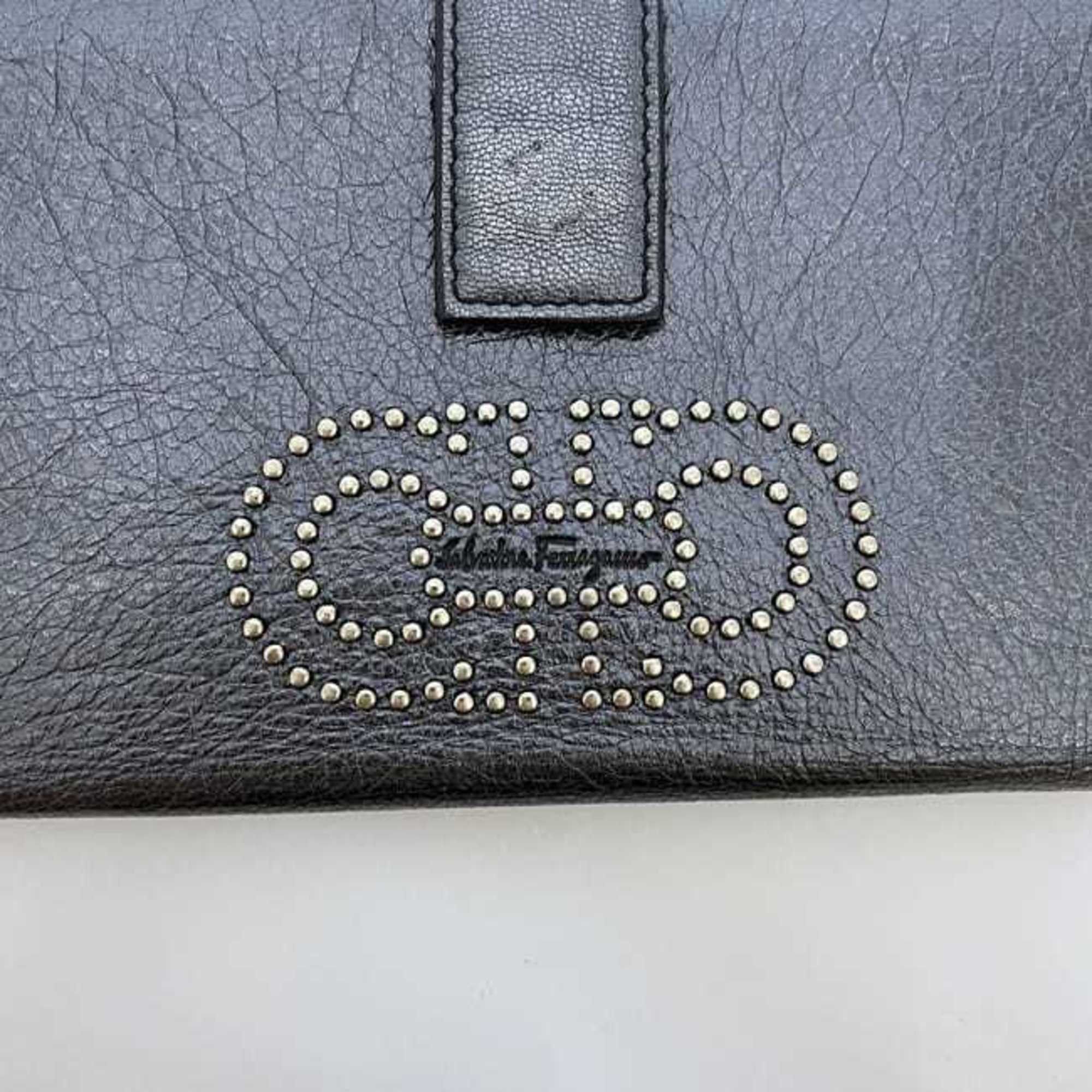 Salvatore Ferragamo Salvatore Ferragamo Bi-fold Long Wallet ec-22236 Silver Gancini JL-22 8817 Leather Studs Metallic Size ONE SIZE - 7 Thumbnail