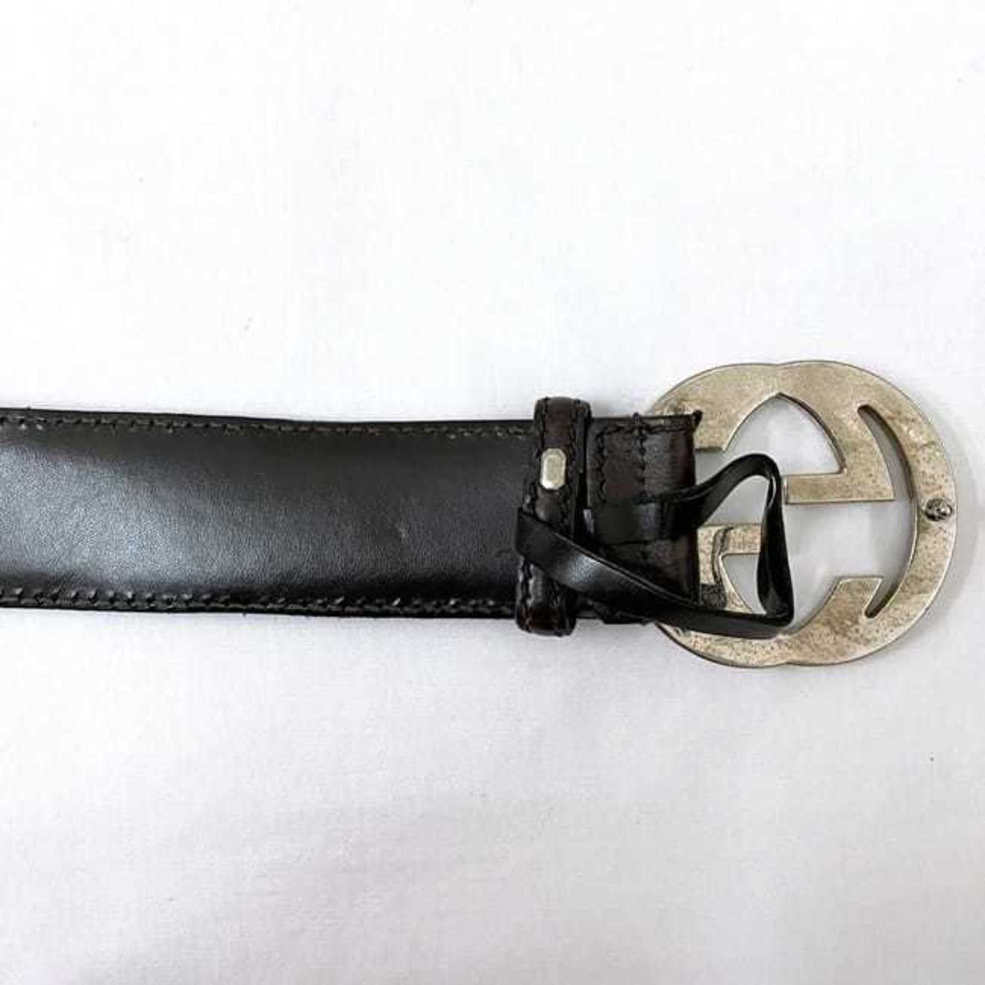 Gucci Gucci Belt ec-22234 Brown Interlocking Shima 114984 Buckle Leather GUCCI GG 82cm Men's Size ONE SIZE - 10 Thumbnail