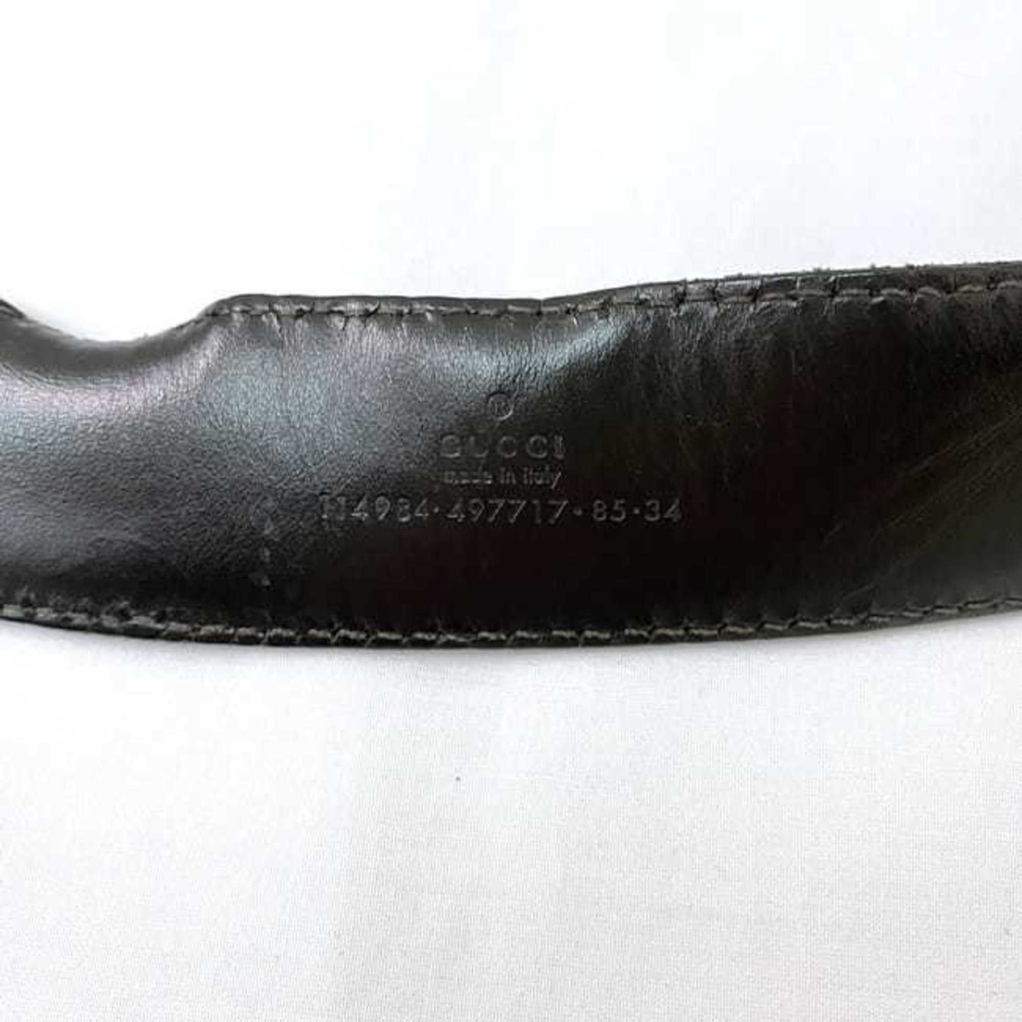 Gucci Gucci Belt ec-22234 Brown Interlocking Shima 114984 Buckle Leather GUCCI GG 82cm Men's Size ONE SIZE - 7 Thumbnail