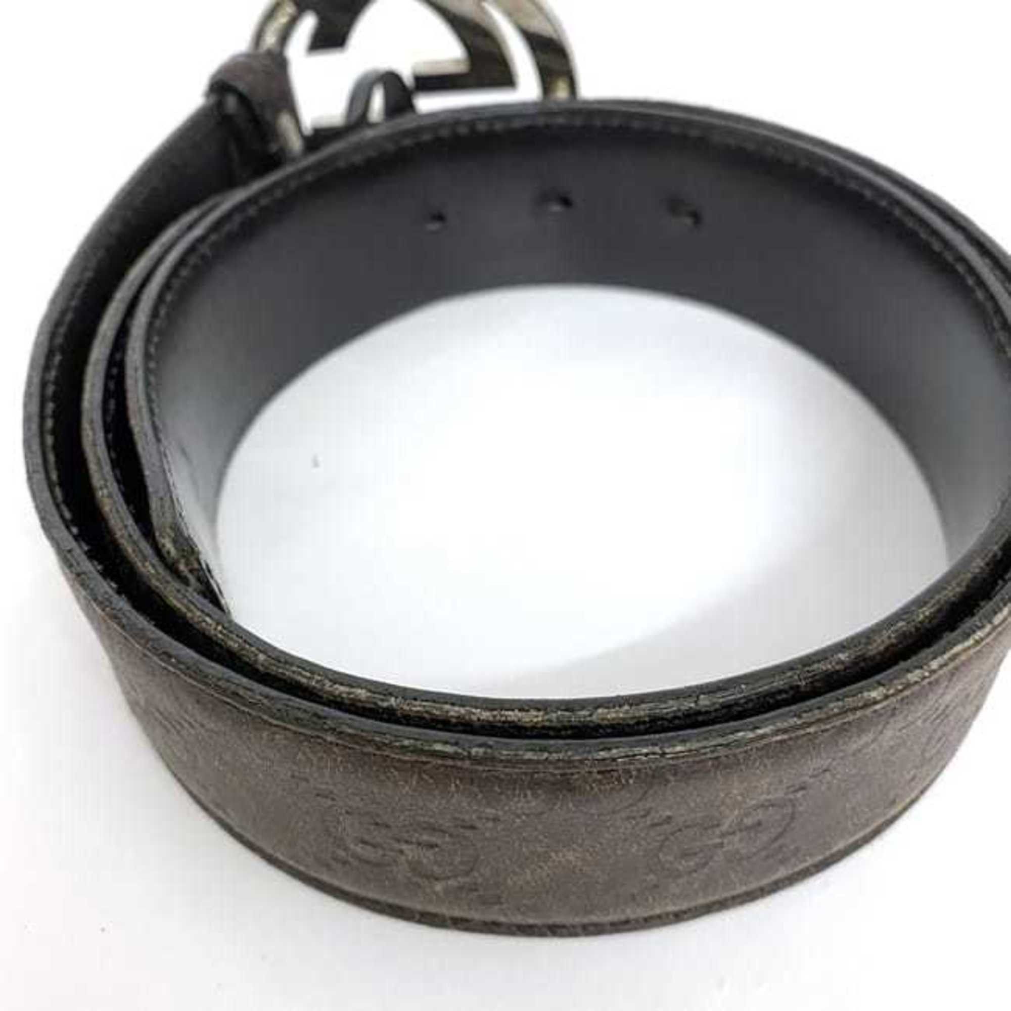 Gucci Gucci Belt ec-22234 Brown Interlocking Shima 114984 Buckle Leather GUCCI GG 82cm Men's Size ONE SIZE - 5 Thumbnail