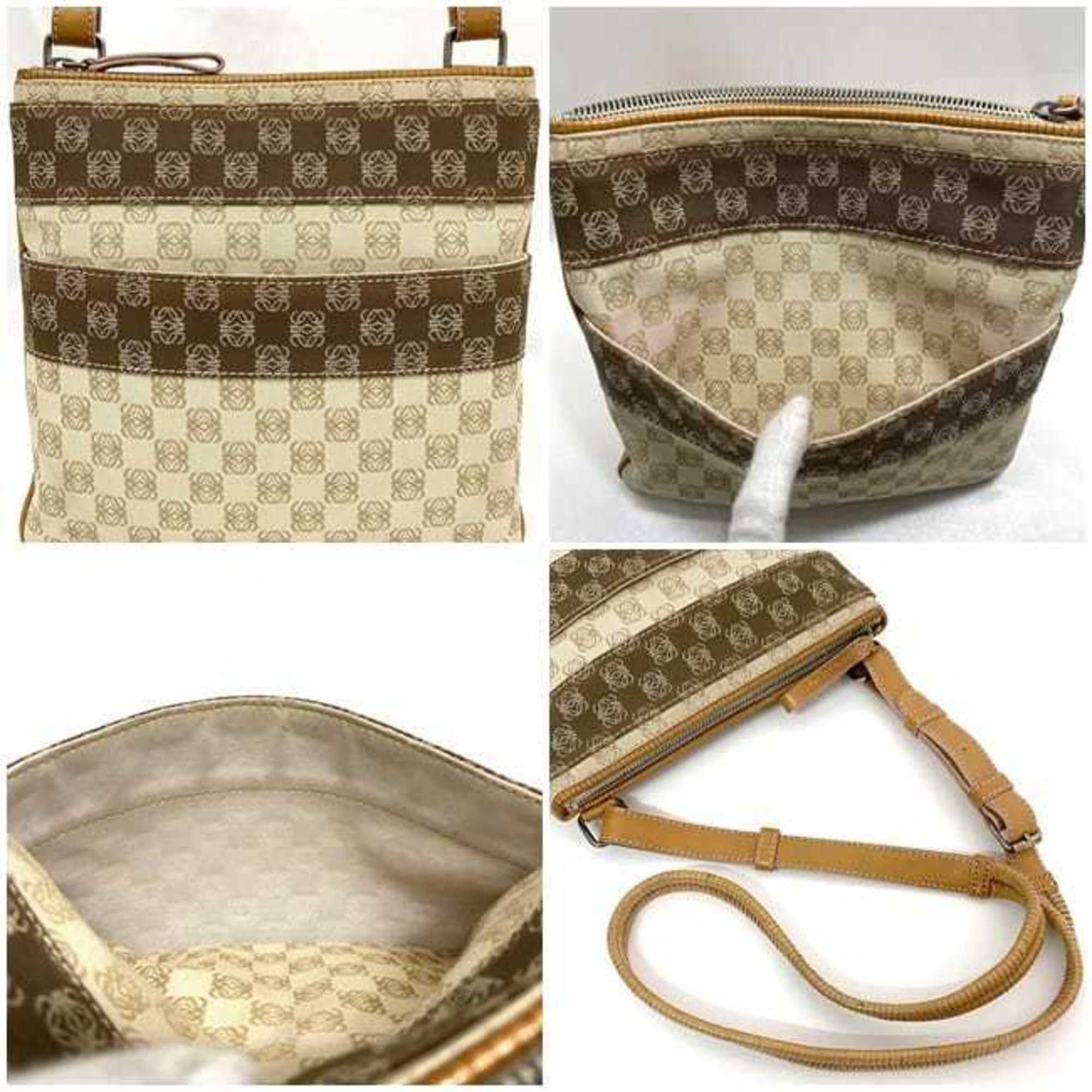 Loewe LOEWE Shoulder Bag ec-22213 Beige Orange Anagram Crossbody Canvas Leather 290605 Women's Men's Size ONE SIZE - 8 Thumbnail