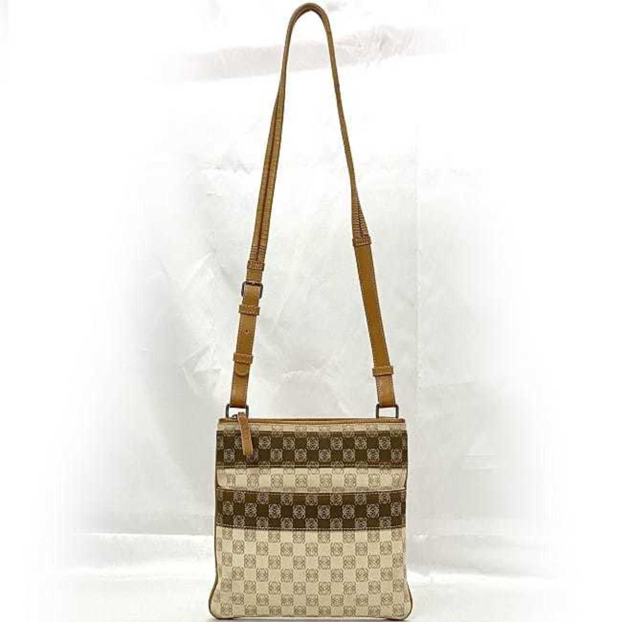 Loewe LOEWE Shoulder Bag ec-22213 Beige Orange Anagram Crossbody Canvas Leather 290605 Women's Men's Size ONE SIZE - 3 Thumbnail