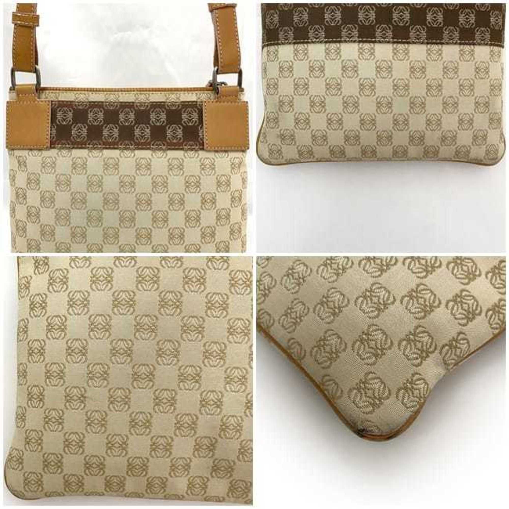 Loewe LOEWE Shoulder Bag ec-22213 Beige Orange Anagram Crossbody Canvas Leather 290605 Women's Men's Size ONE SIZE - 7 Thumbnail