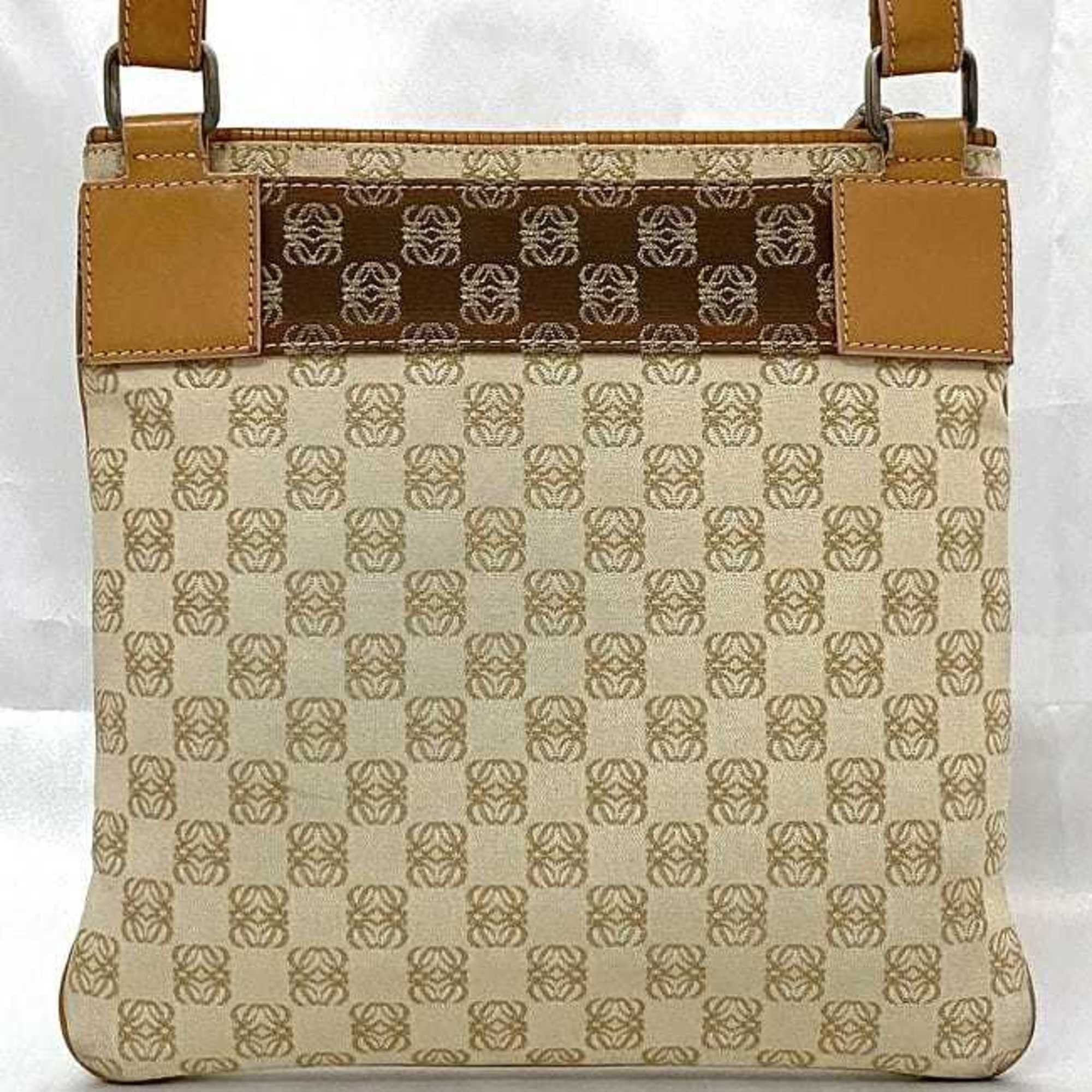 Loewe LOEWE Shoulder Bag ec-22213 Beige Orange Anagram Crossbody Canvas Leather 290605 Women's Men's Size ONE SIZE - 5 Thumbnail