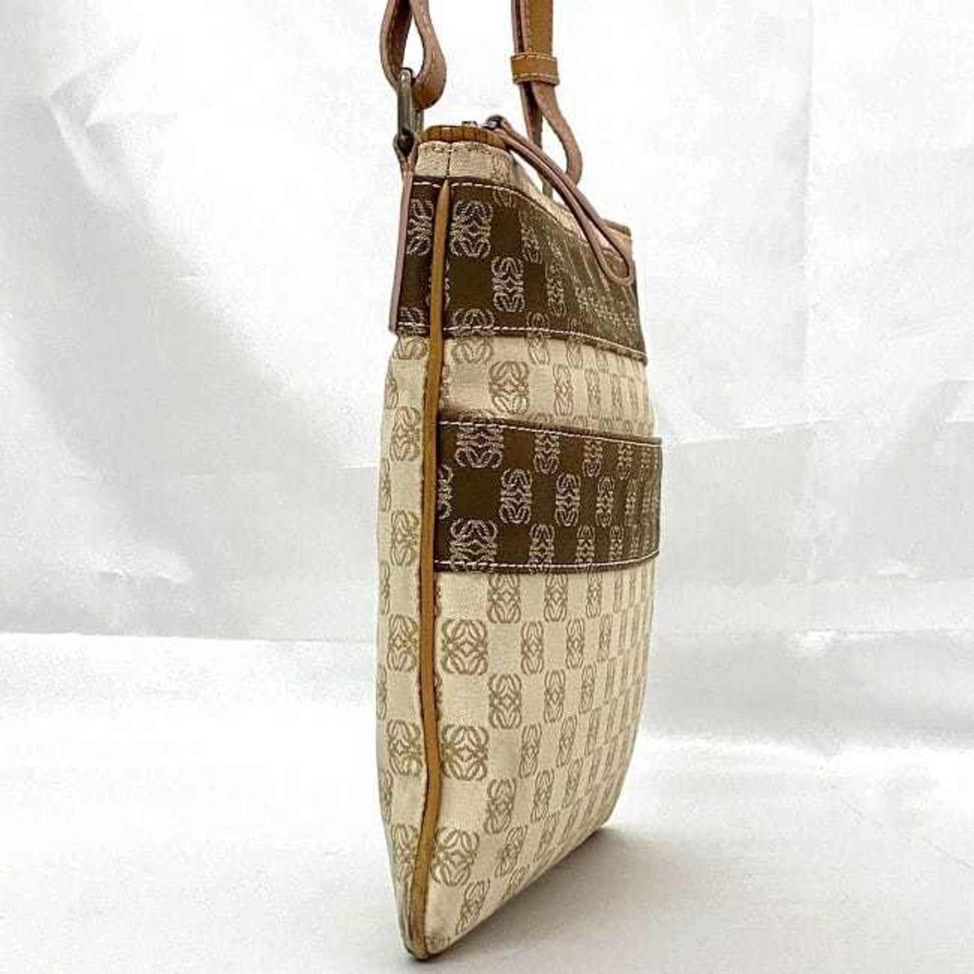 Loewe LOEWE Shoulder Bag ec-22213 Beige Orange Anagram Crossbody Canvas Leather 290605 Women's Men's Size ONE SIZE - 4 Thumbnail