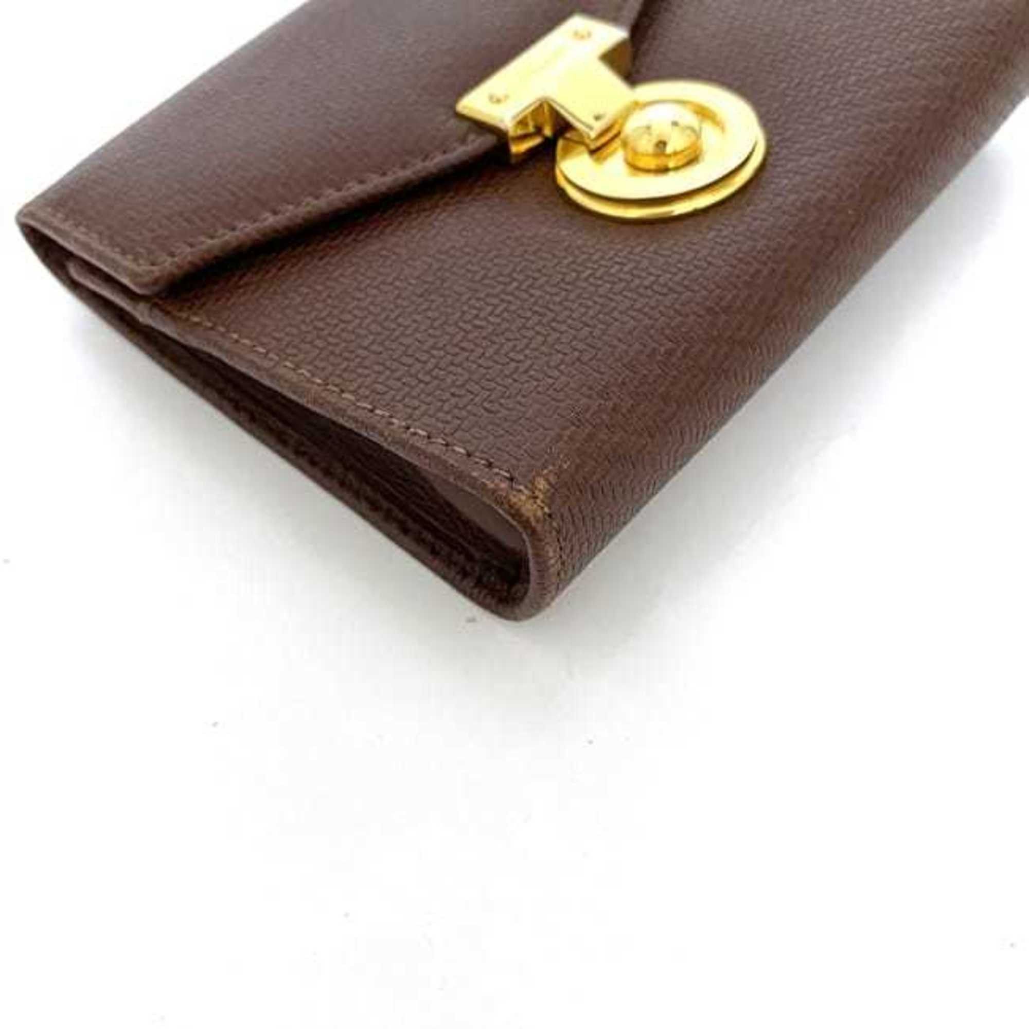 Salvatore Ferragamo Salvatore Ferragamo pouch ec-22167 brown coin case leather 225028 purse for women compact Size ONE SIZE - 7 Thumbnail