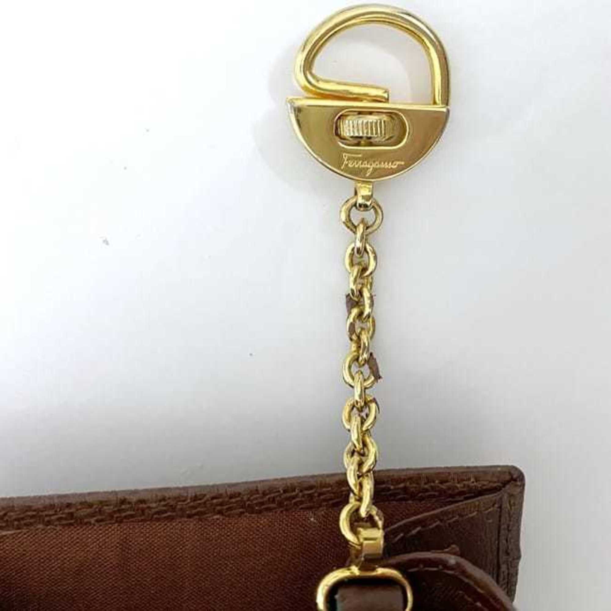 Salvatore Ferragamo Salvatore Ferragamo pouch ec-22167 brown coin case leather 225028 purse for women compact Size ONE SIZE - 8 Thumbnail