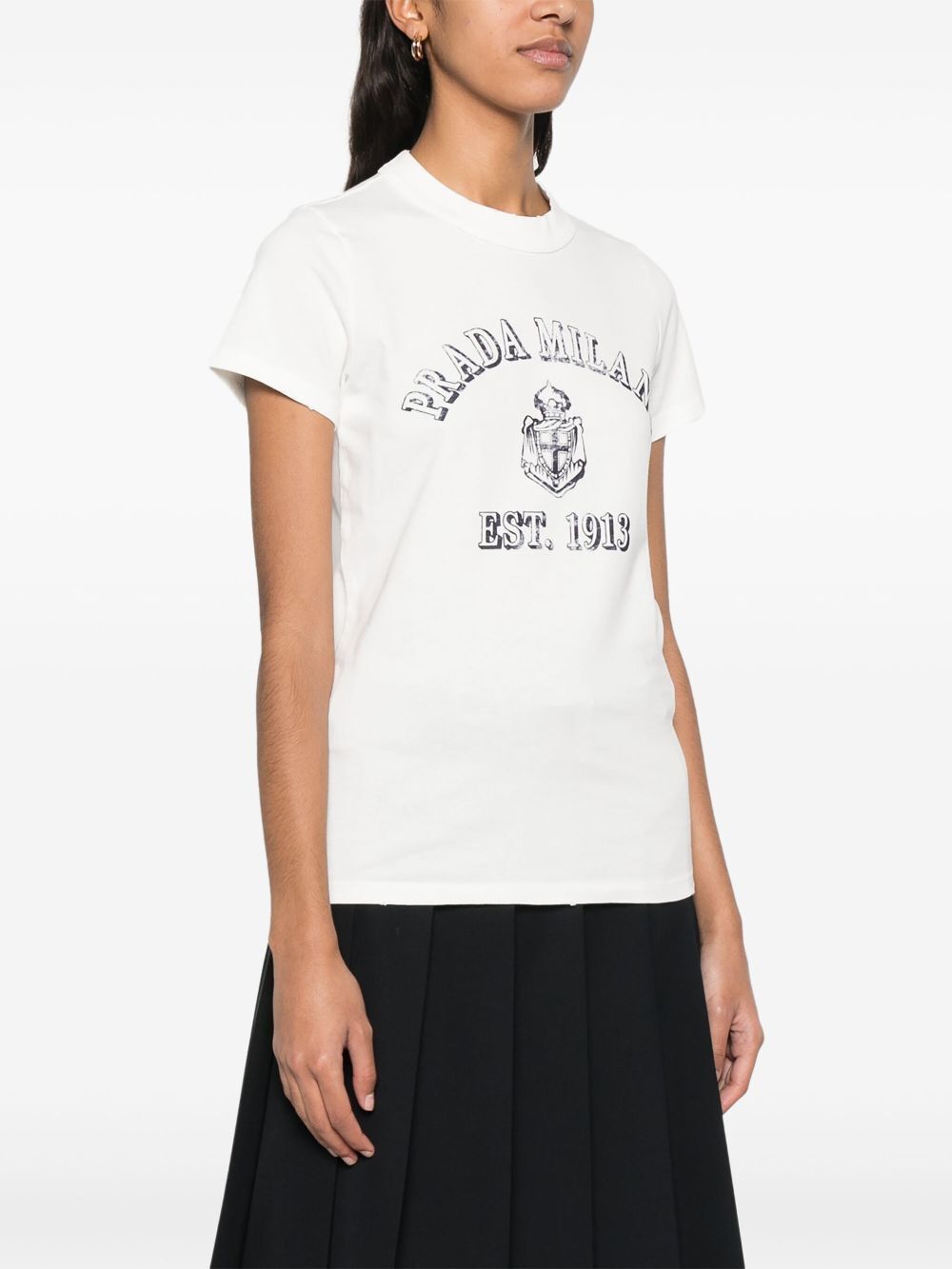 Prada LOGO PRINT JERSEY T-SHIRT Size S / US 4 / IT 40 - 2 Thumbnail